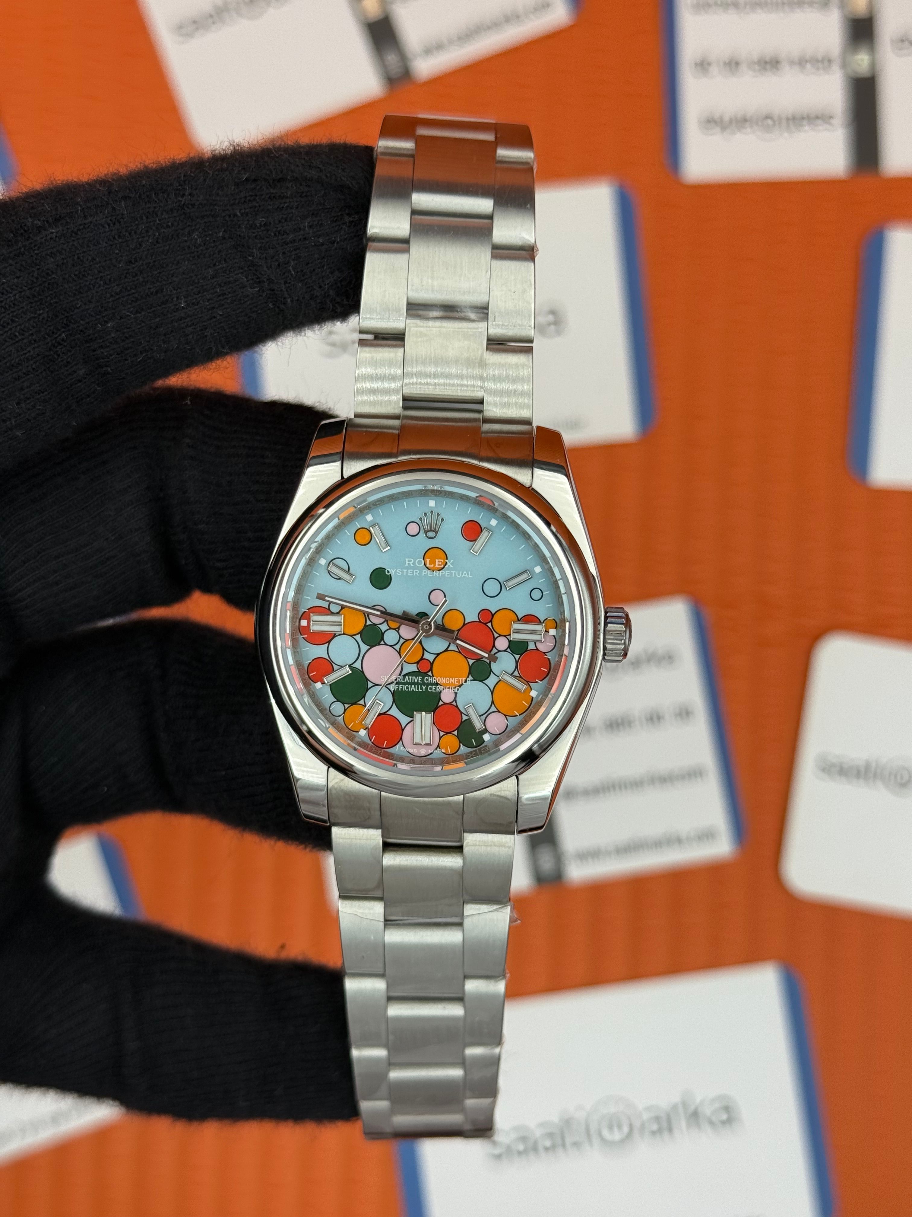 ROLEX perpetual 36mm oyster kordon renkli kadran 
