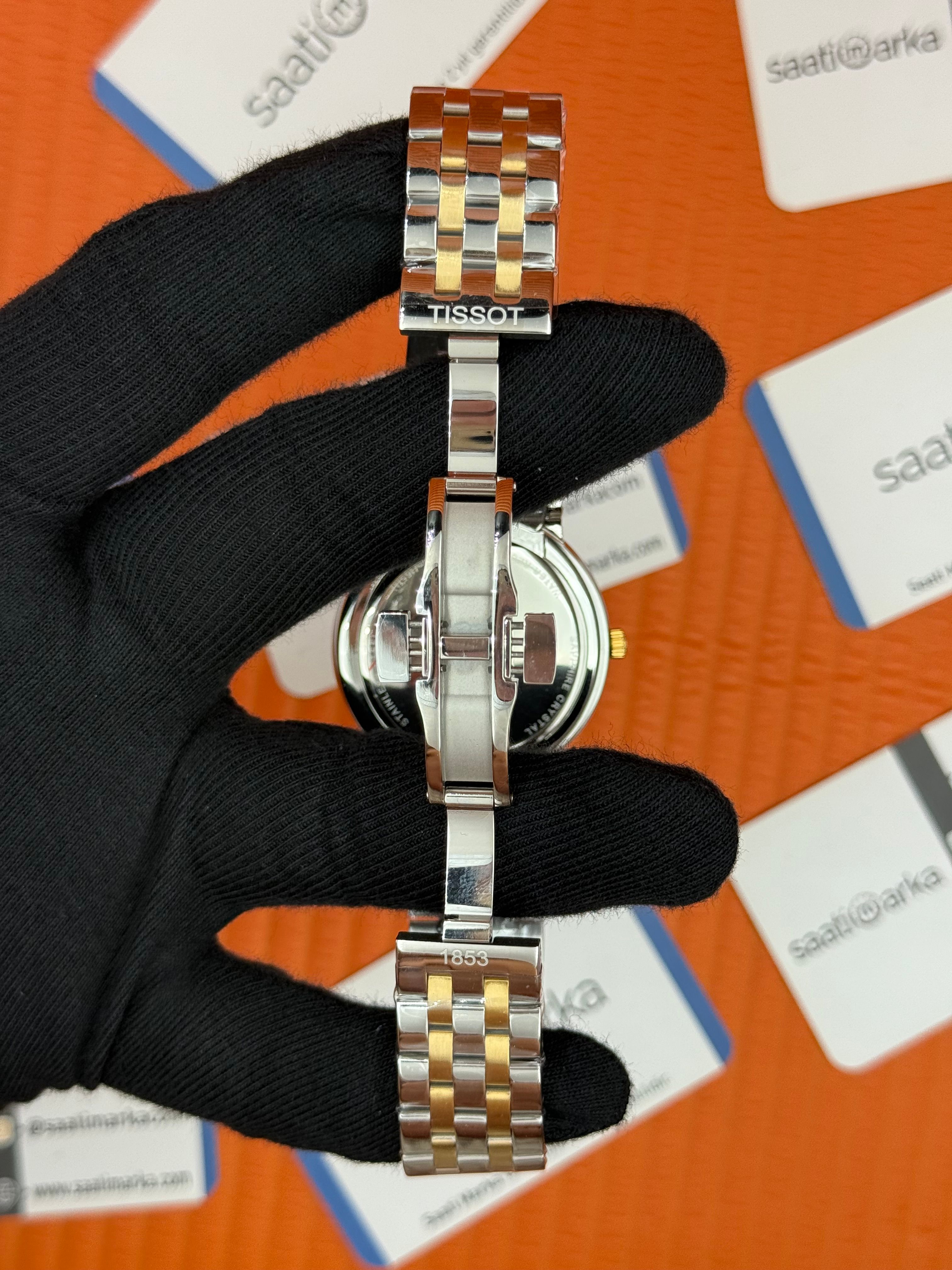 TISSOT carson premium gent moonphase beyaz kadran gold silver jubilee kordon erkek kol saati