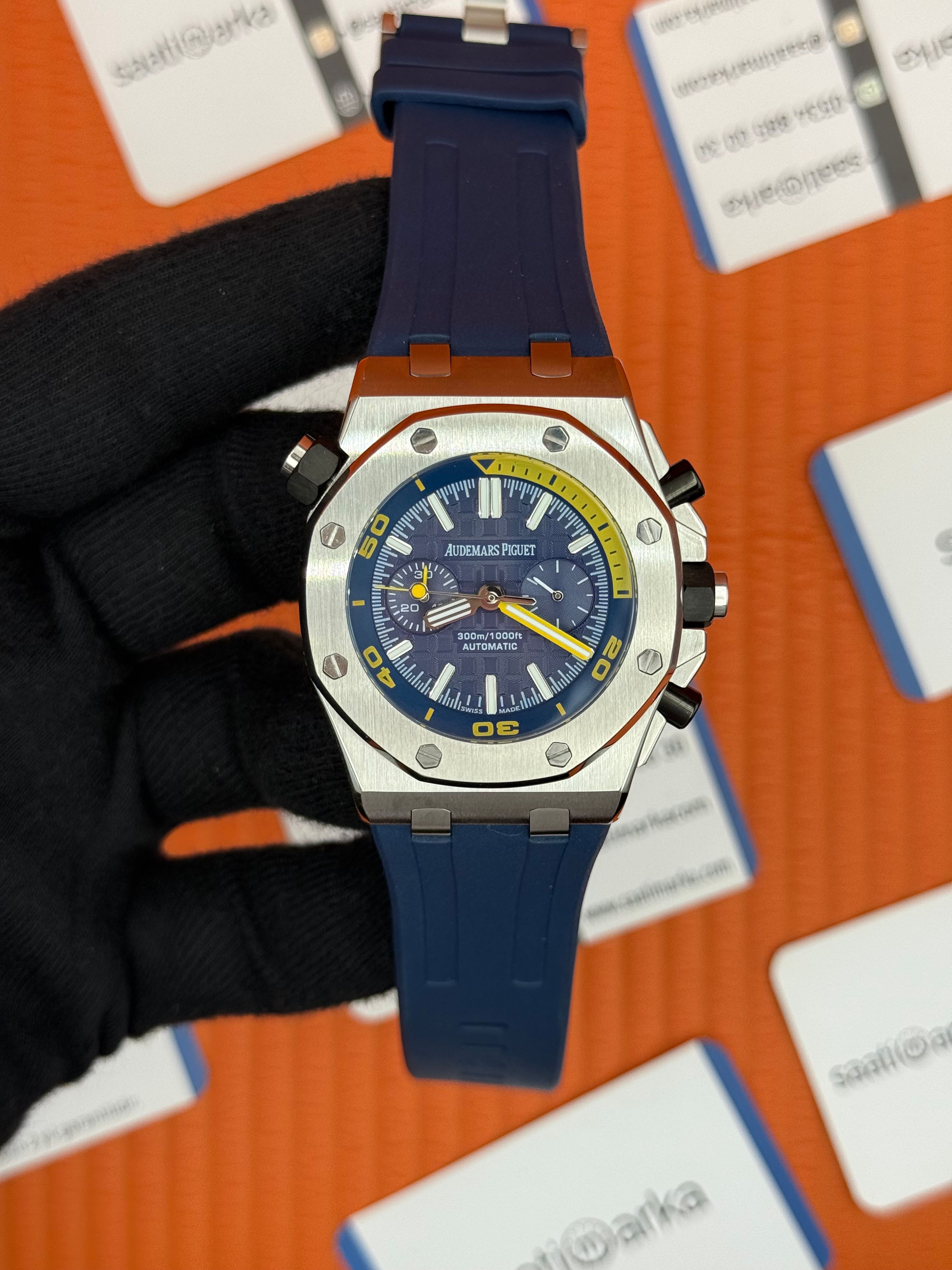AUDEMARS PİGUET ROYAL OAK CHRONOGRAPH LACİVERT KADRAN LACİVERT KAUÇUK KORDON