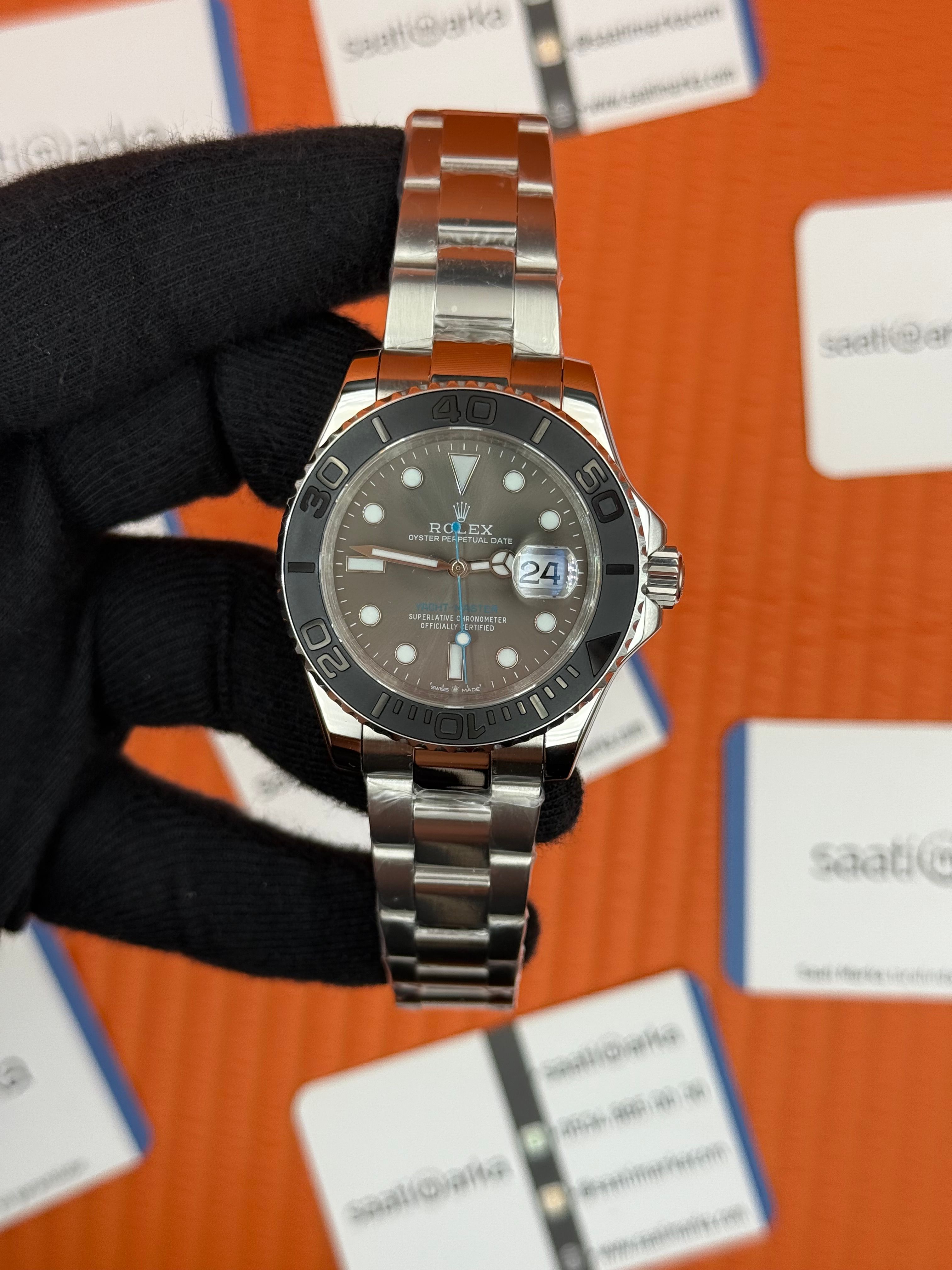 ROLEX Yacht Master oyster gray dial silver kasa-kordon