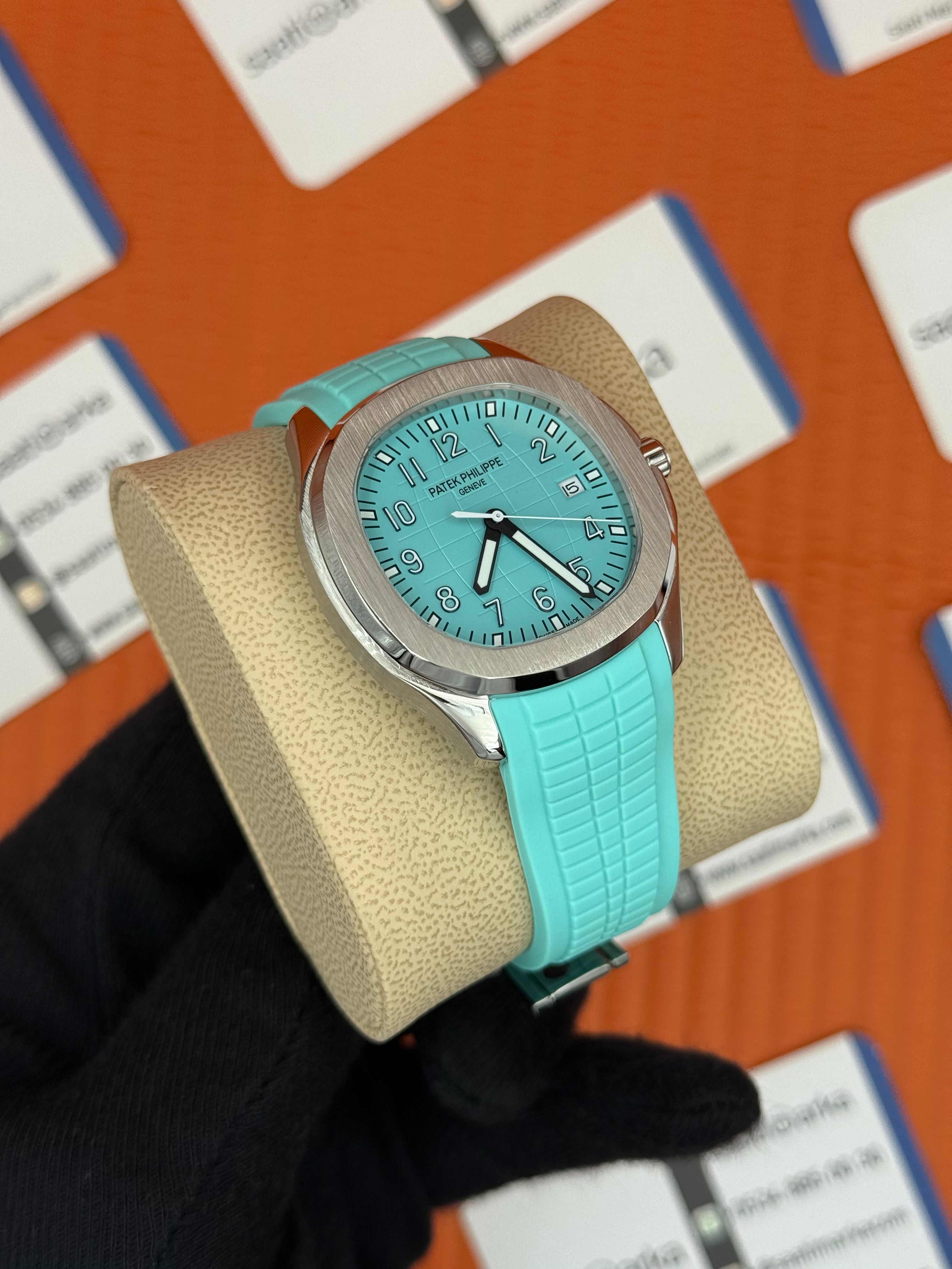 PATEK PHILIPPE AQUANAUT TURKUAZ KADRAN TURKUAZ KAUÇUK KORDON SİLVER KASA 