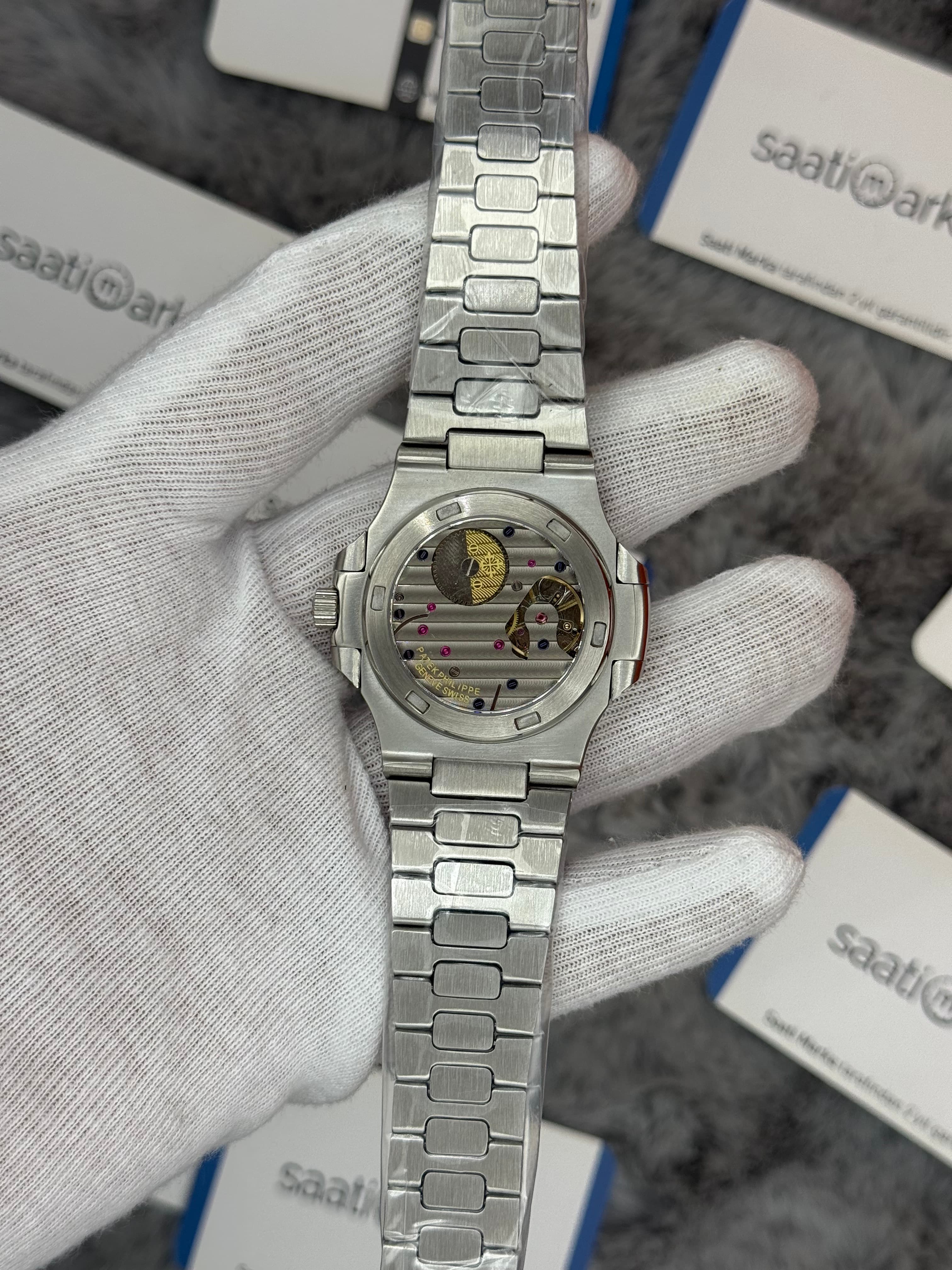 PATEK PHİLİPPE nautilus moontphase 5712 turkuaz kadran silver kasa kordon 40mm erkek kol saati