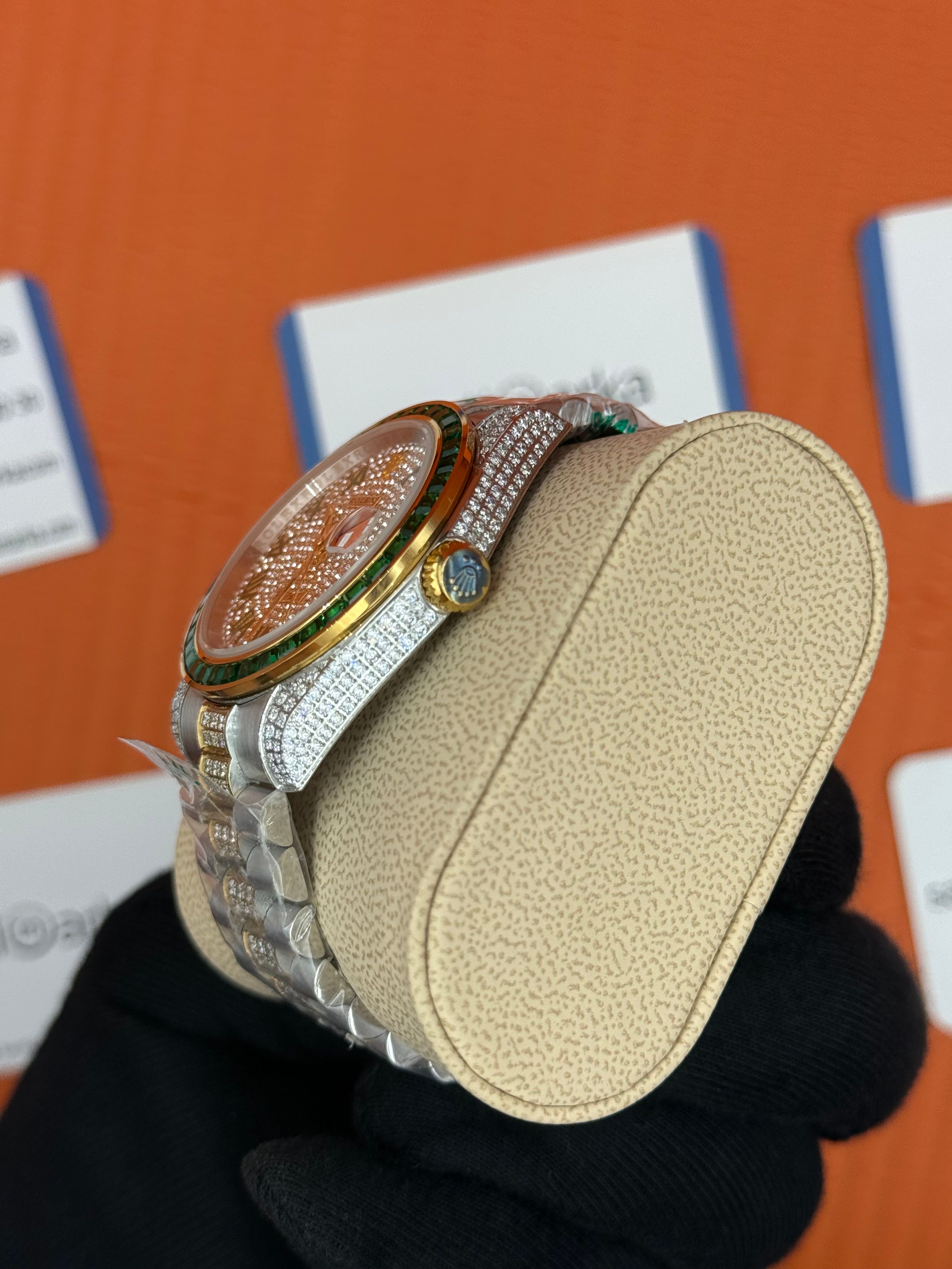 ROLEX Datejust roma rakamlı kadran taşlı kasa kordon gold silver