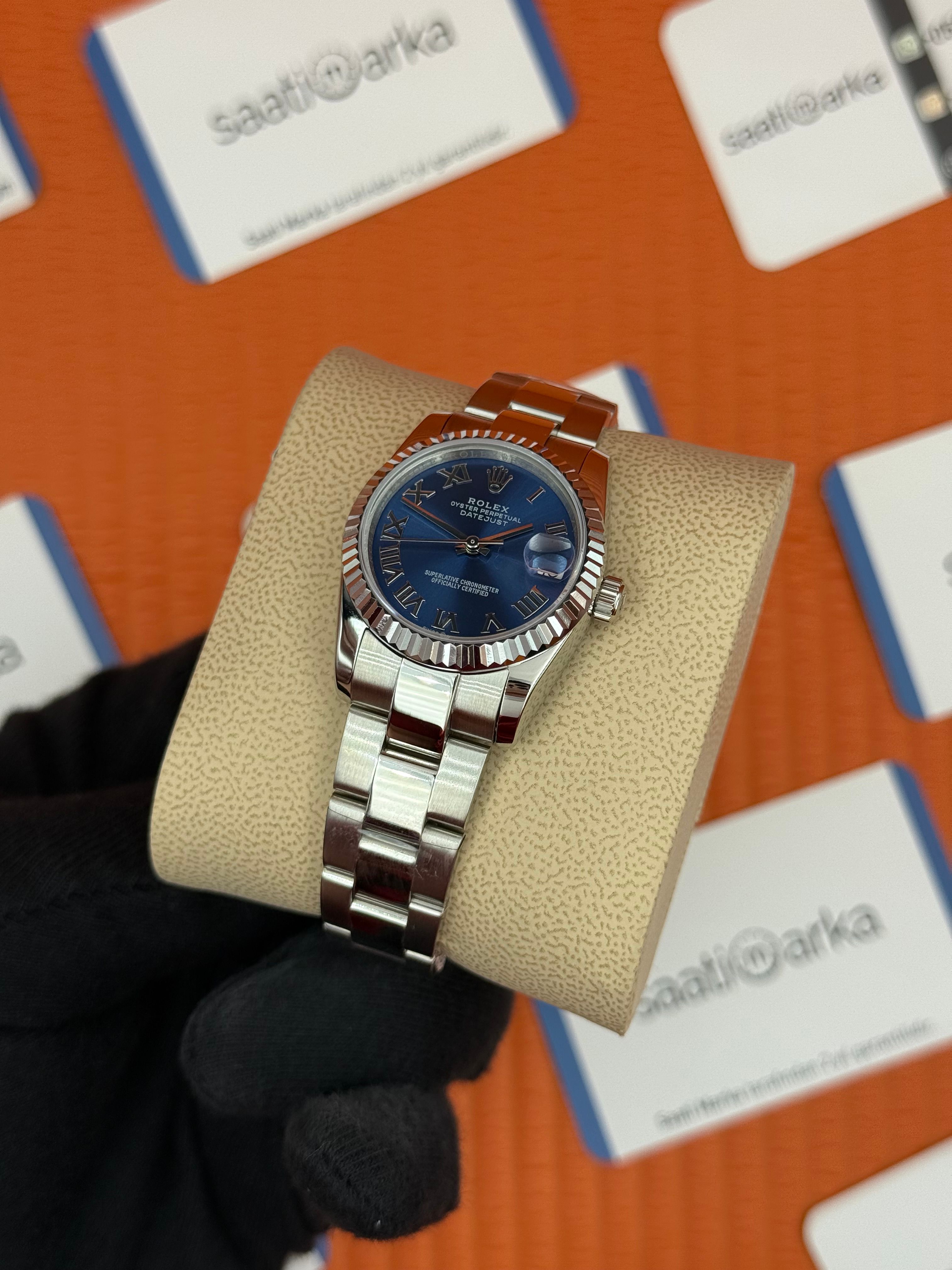 ROLEX datejust 31mm mavi roma rakamlı kadran silver oyster kordon