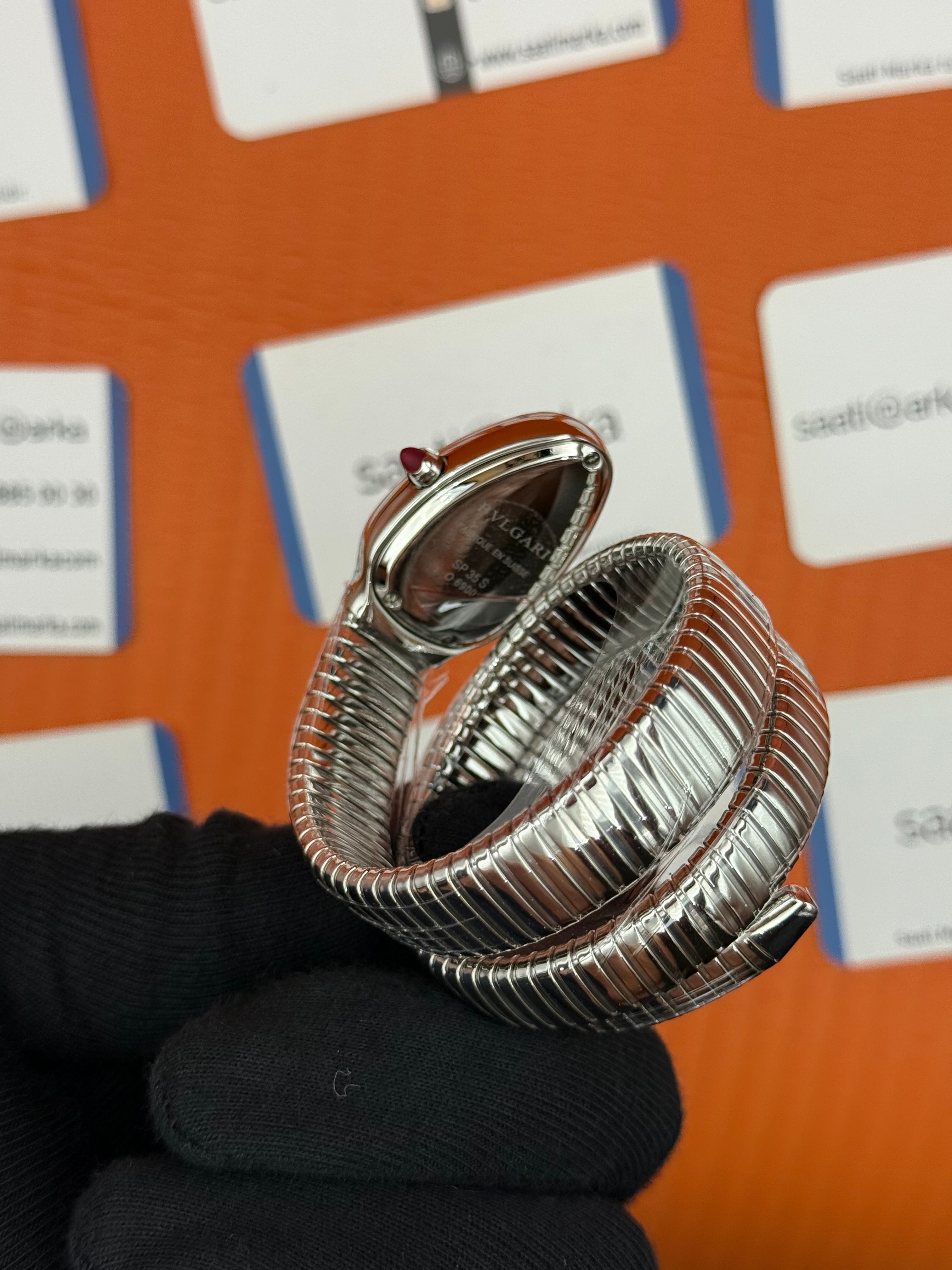 BVLGARİ serpenti çift sarma silver kordon yeşil kadran kadın kol saati