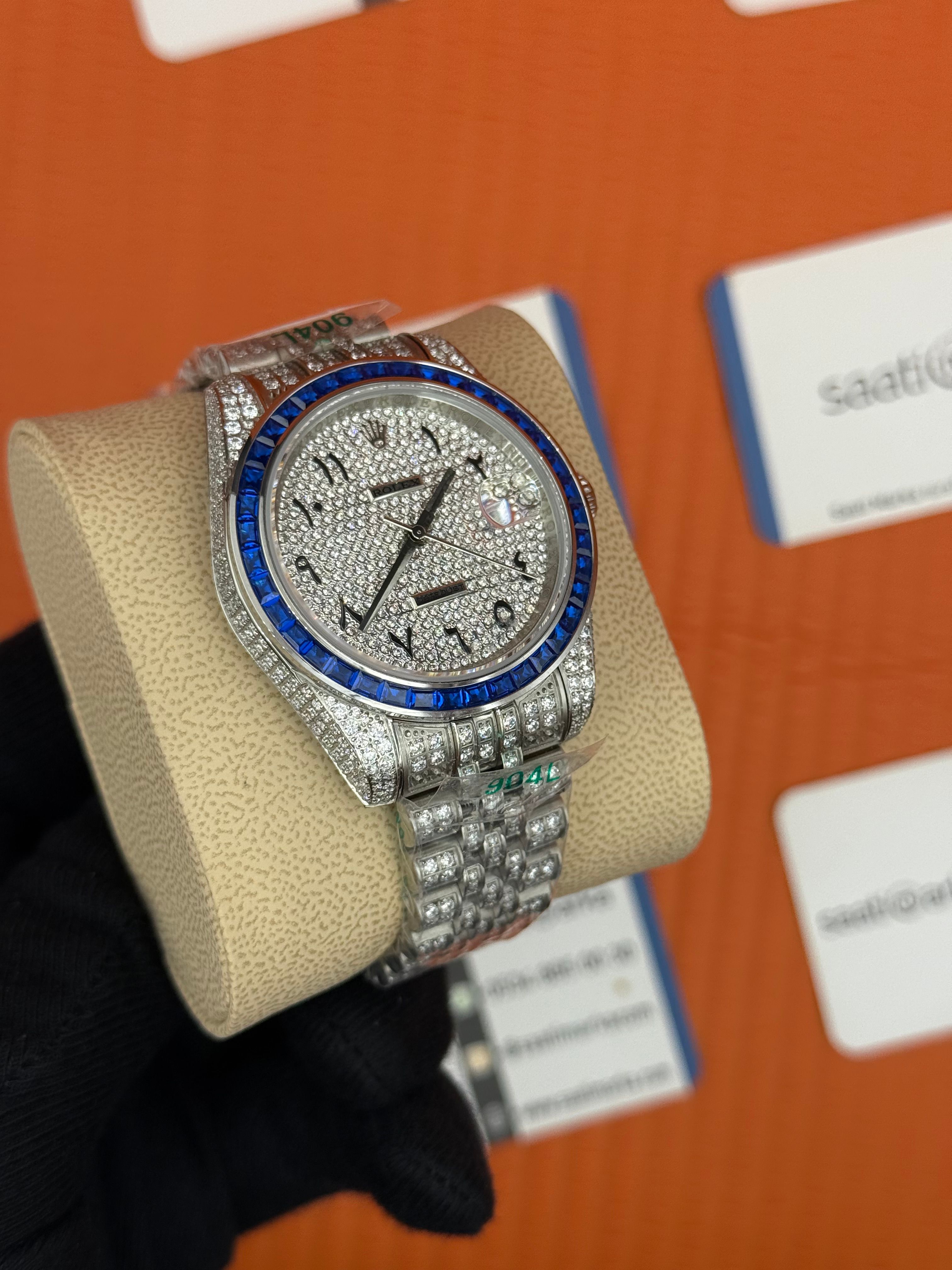 ROLEX Datejust arabic dial full diamond 41mm silver