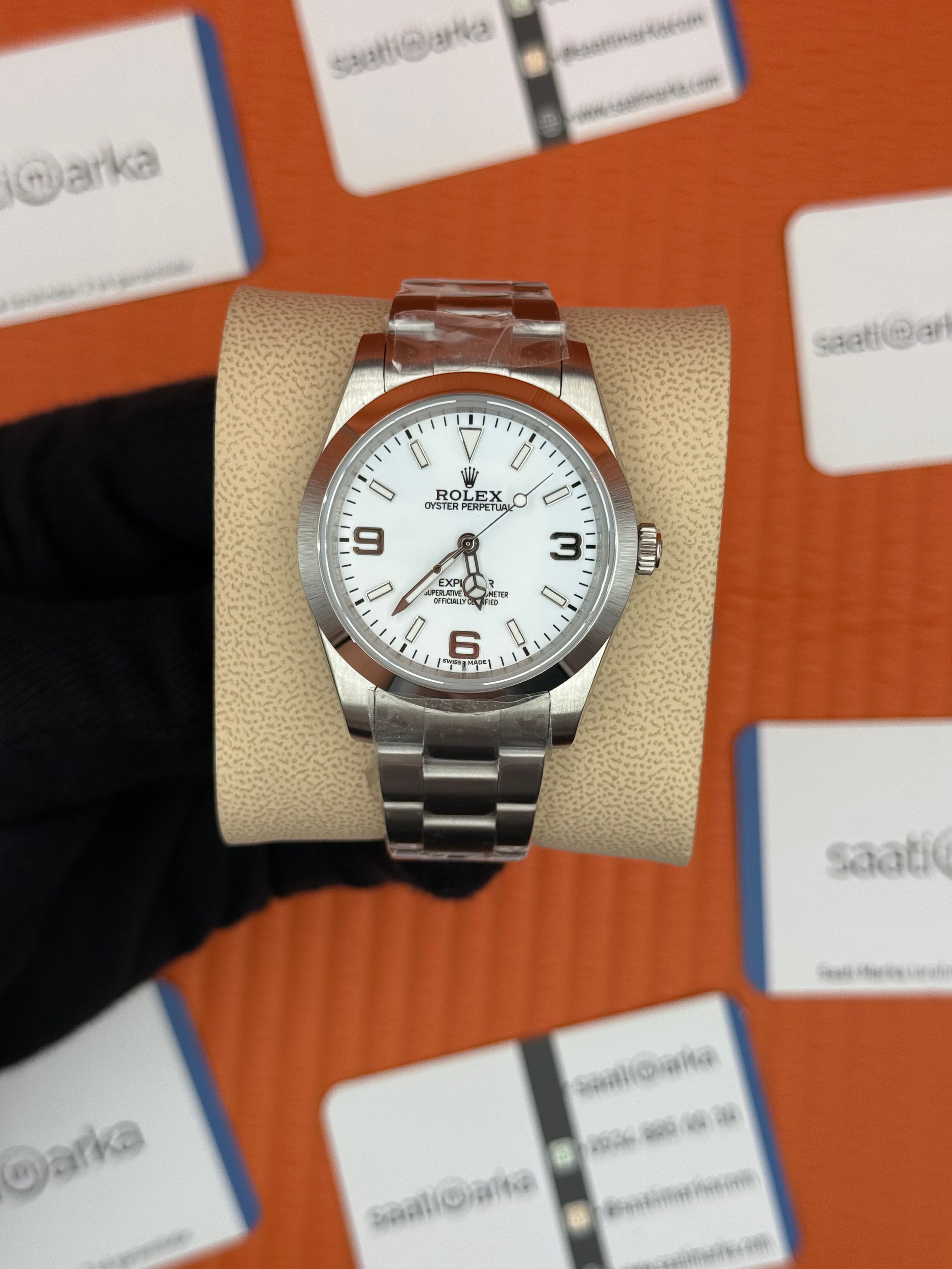 ROLEX OYSTER Perpetual white dial silver kasa-kordon