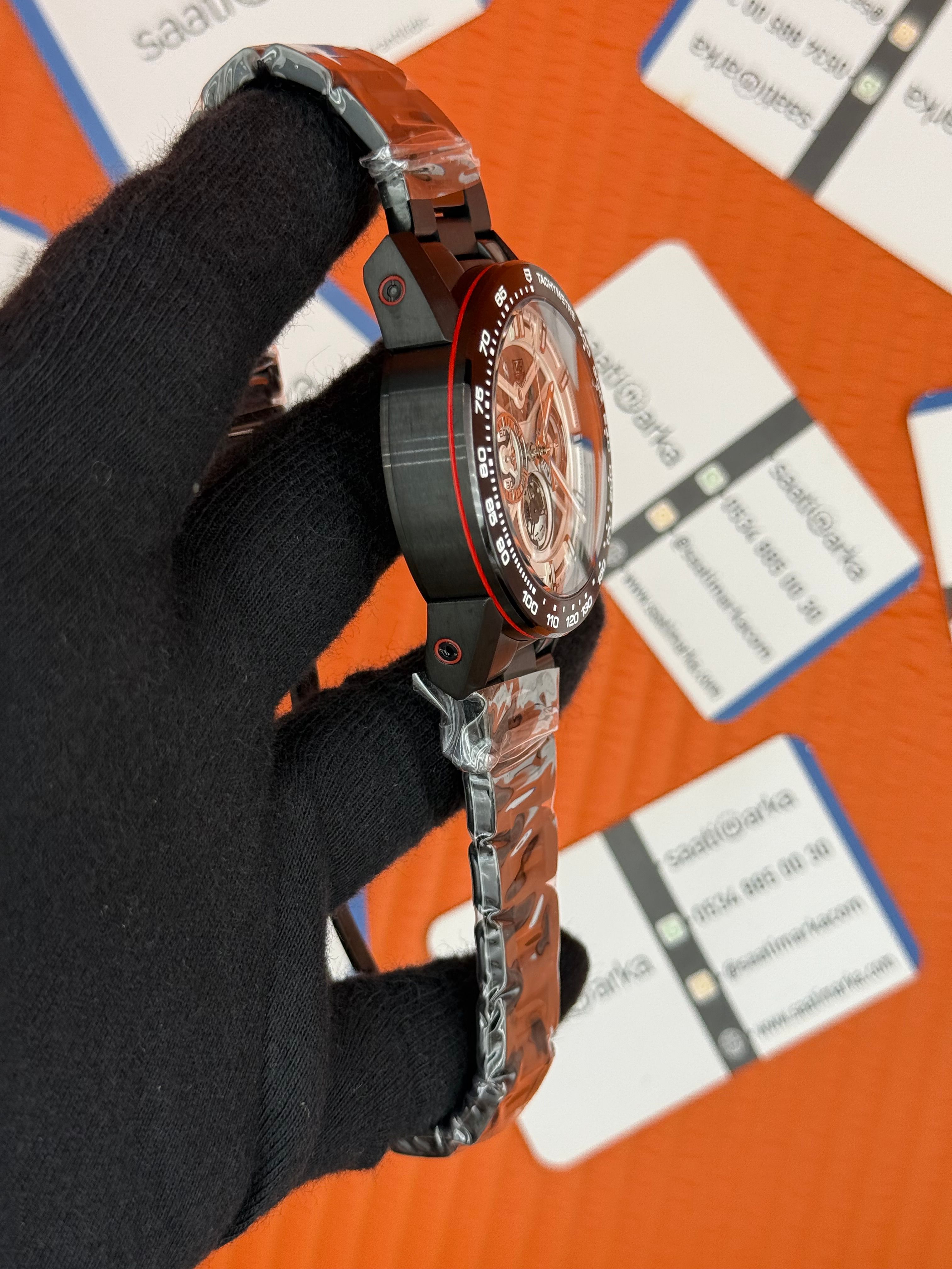 TAGHEUER CARRERA İSKELET KADRAN SİYAH KASA KORDON 