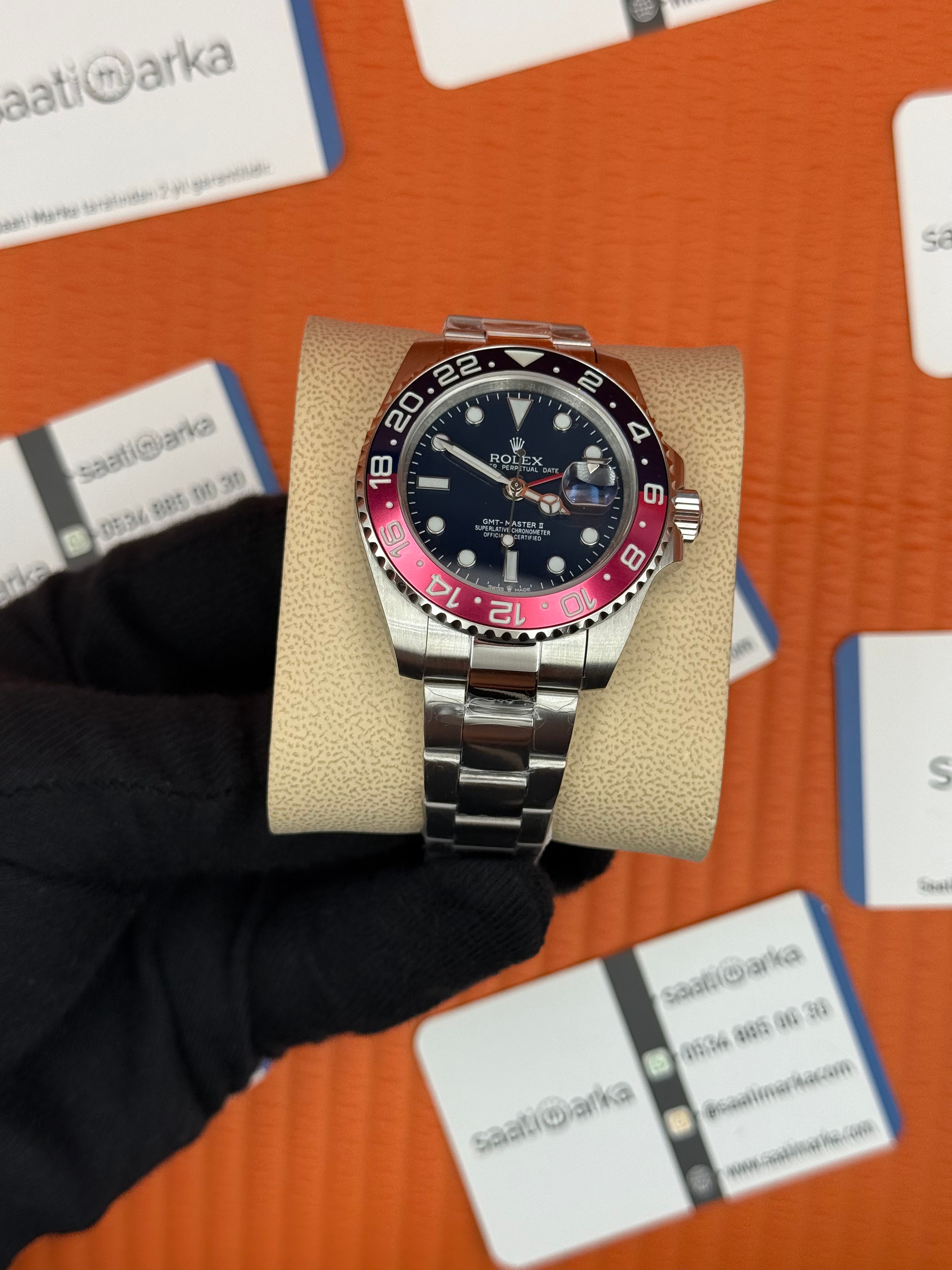 ROLEX Gmt Master Pepsi black dial black blue bezel oyster 40mm
