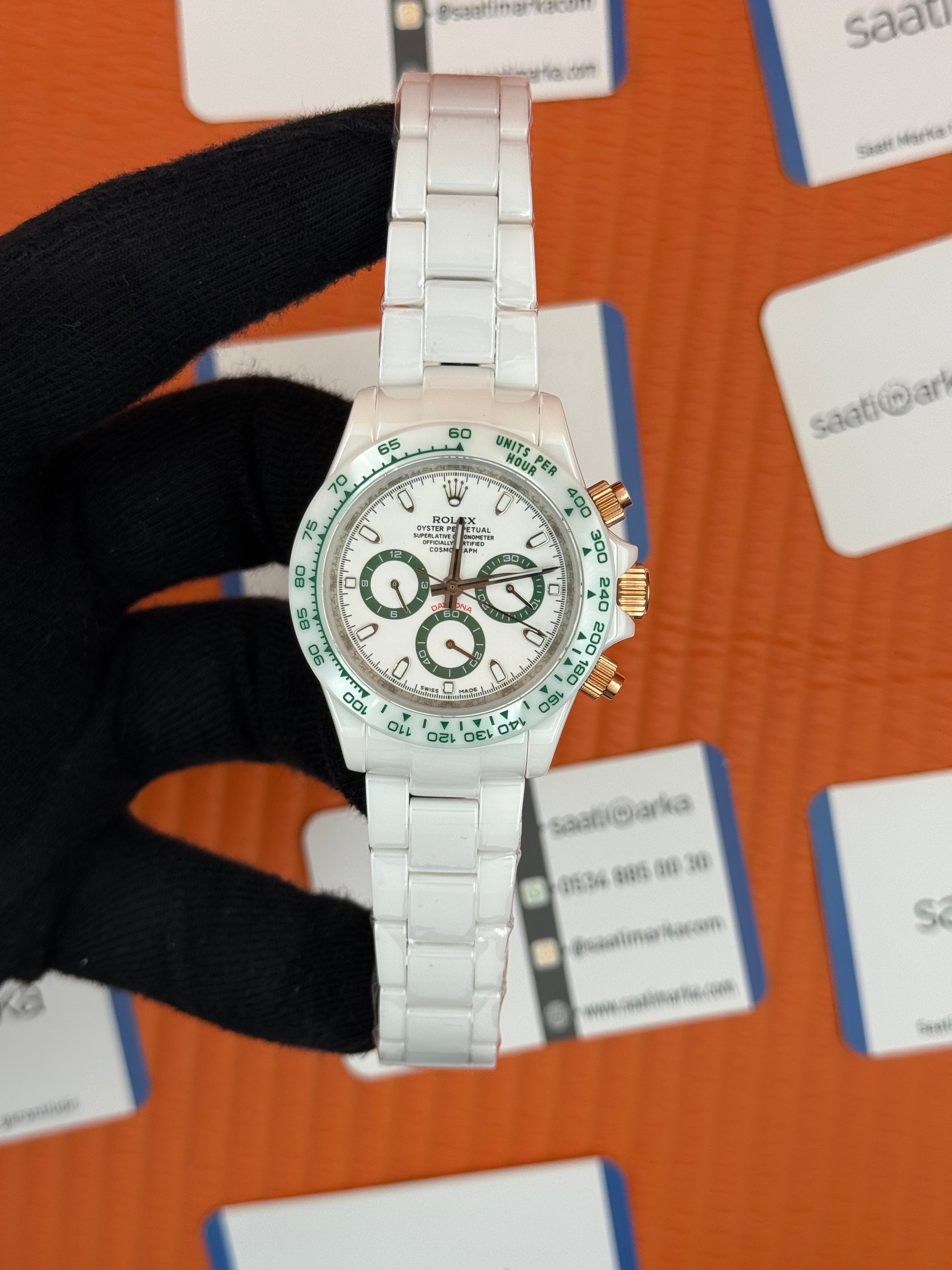ROLEX Daytona white dial SERAMİK kasa-kordon