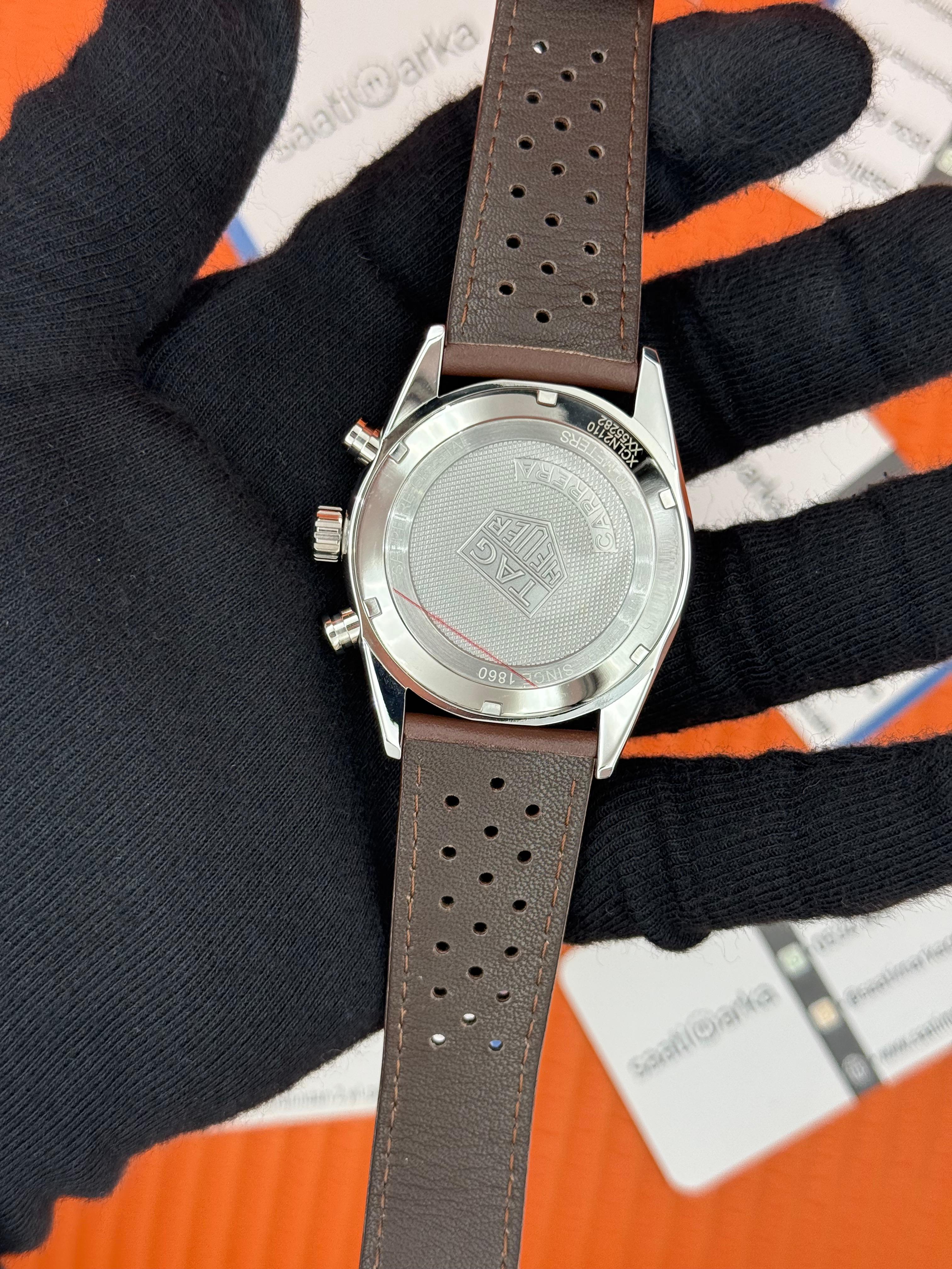 TAGHEUER CARRERA TELEMETER KAHVERENGİ DERİ KORDON 