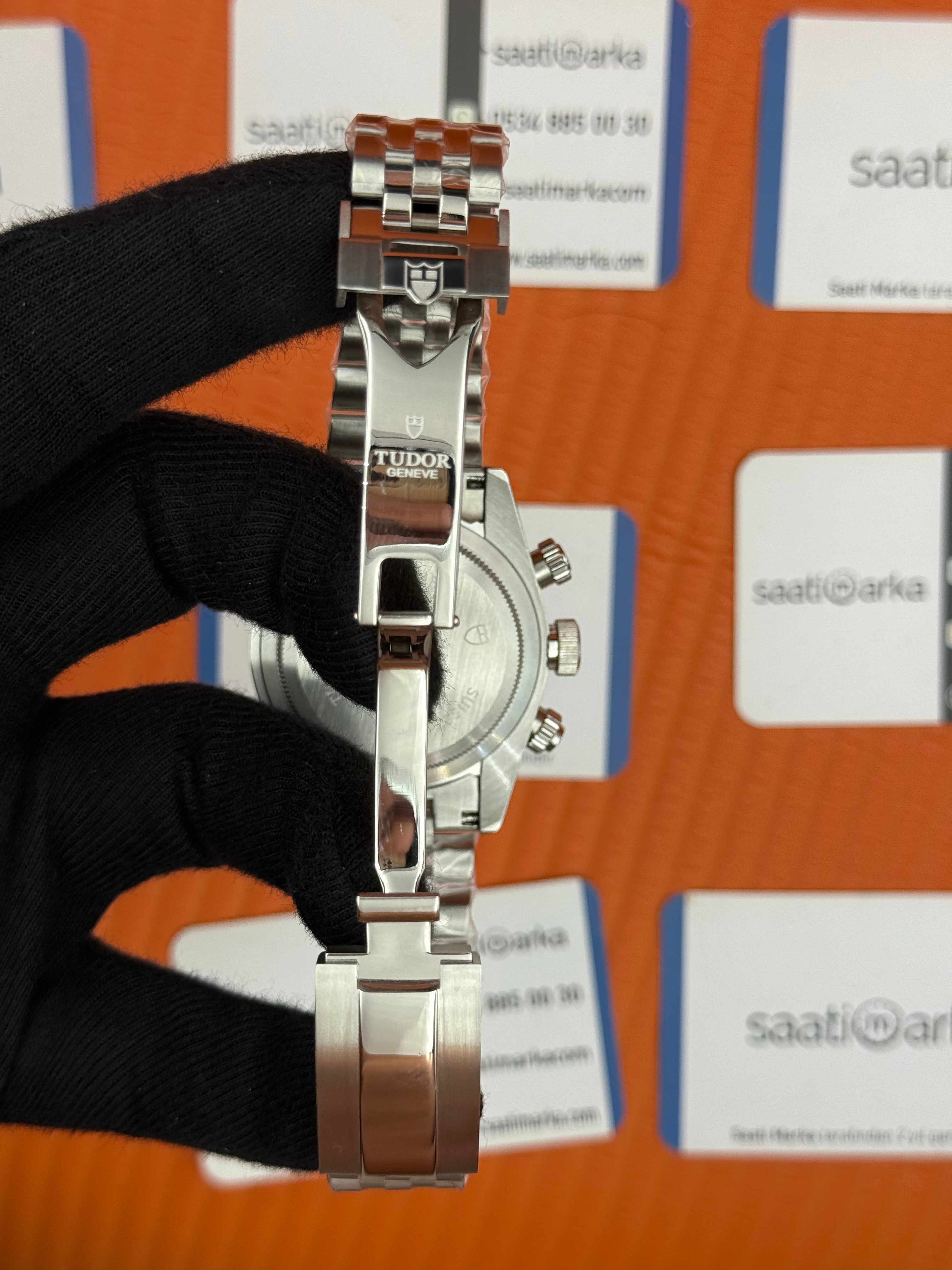 TUDOR black bay flamingo blue turkuaz  kadran silver jubilee kordon  41mm erkek kol saati