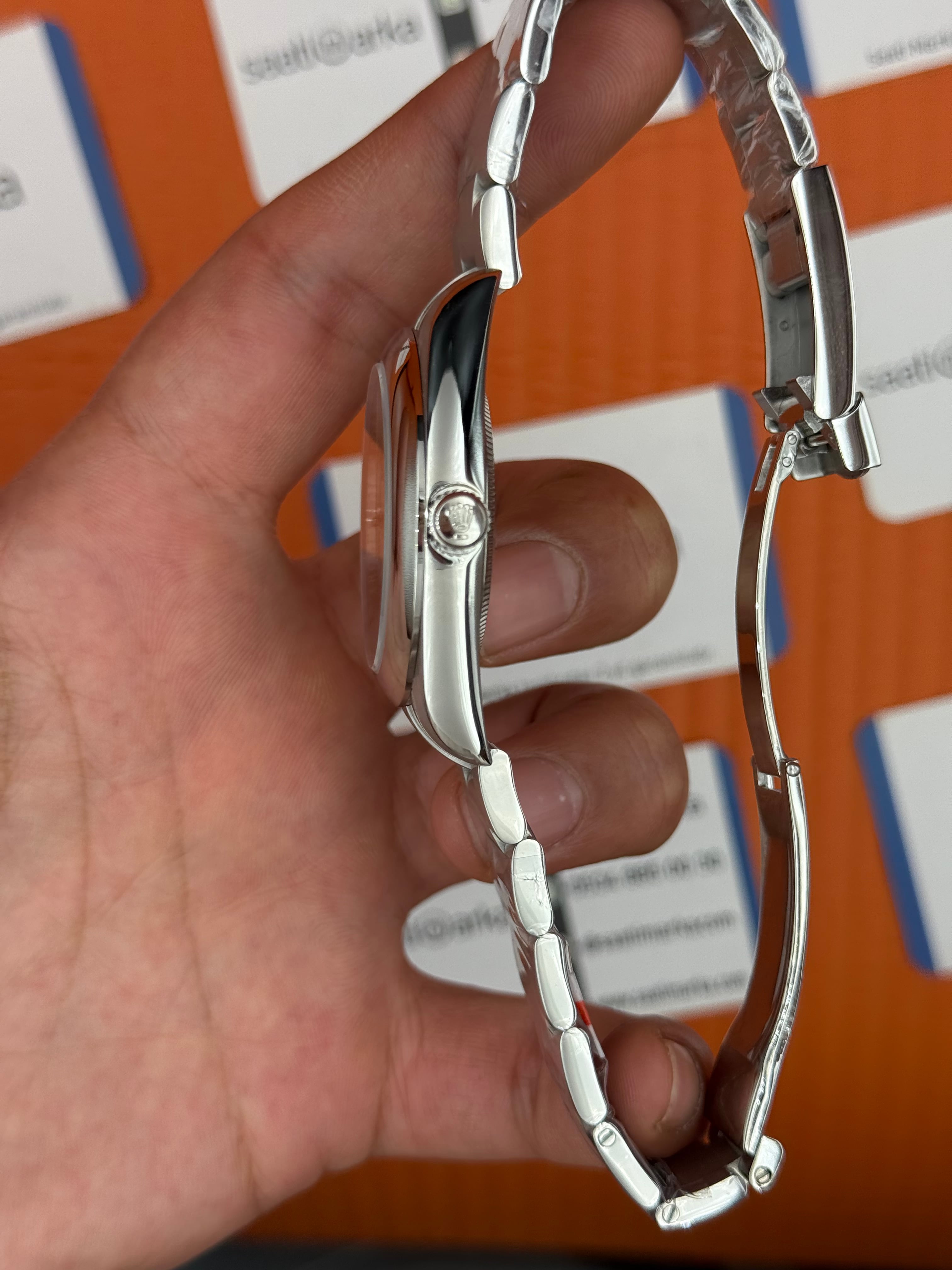 ROLEX oyster perpetual bej kadran silver kasa kordon erkek kol saati