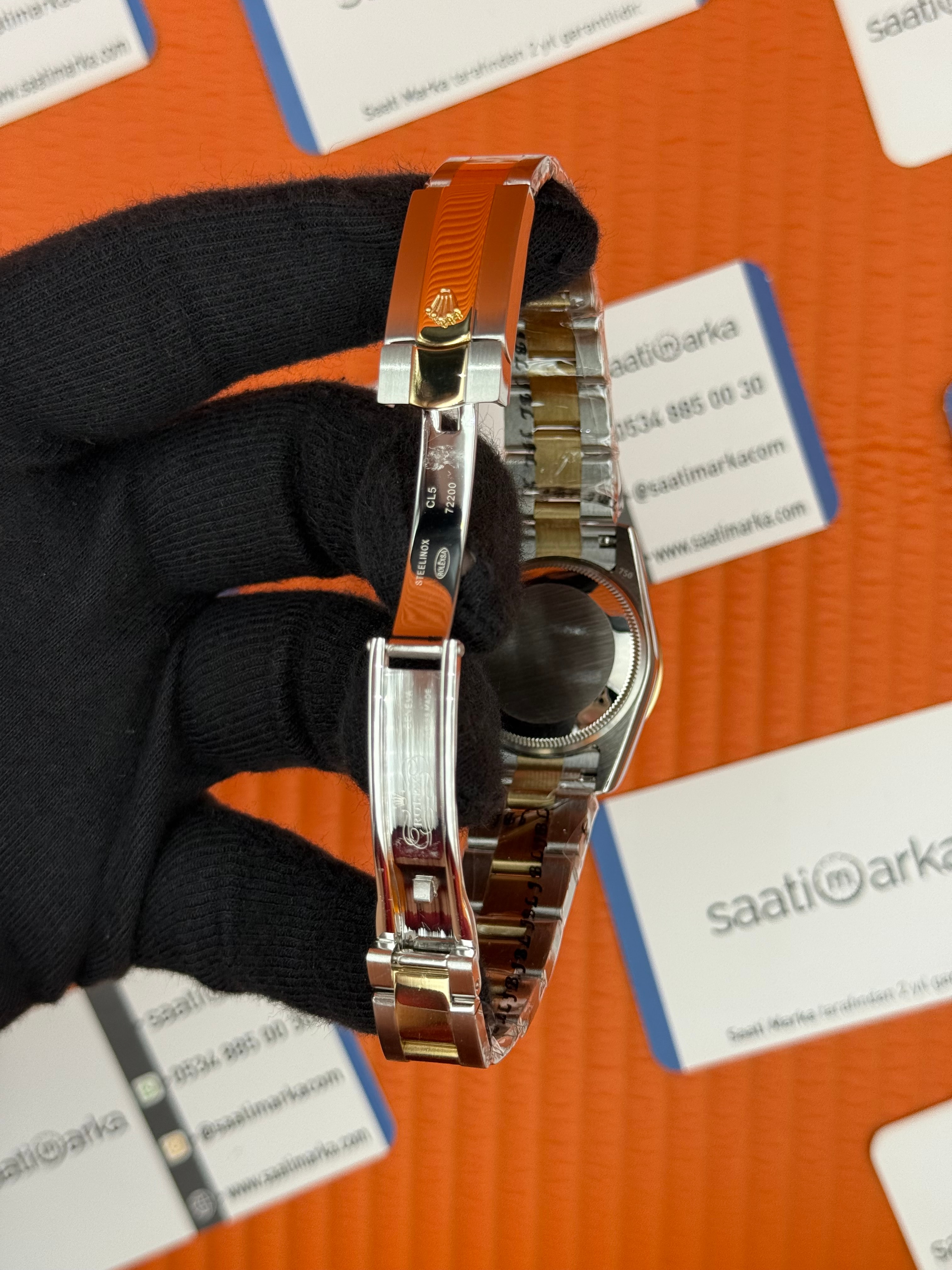 ROELX datejust 31mm beyaz baget taşlı kadran gold silver oyster kordon