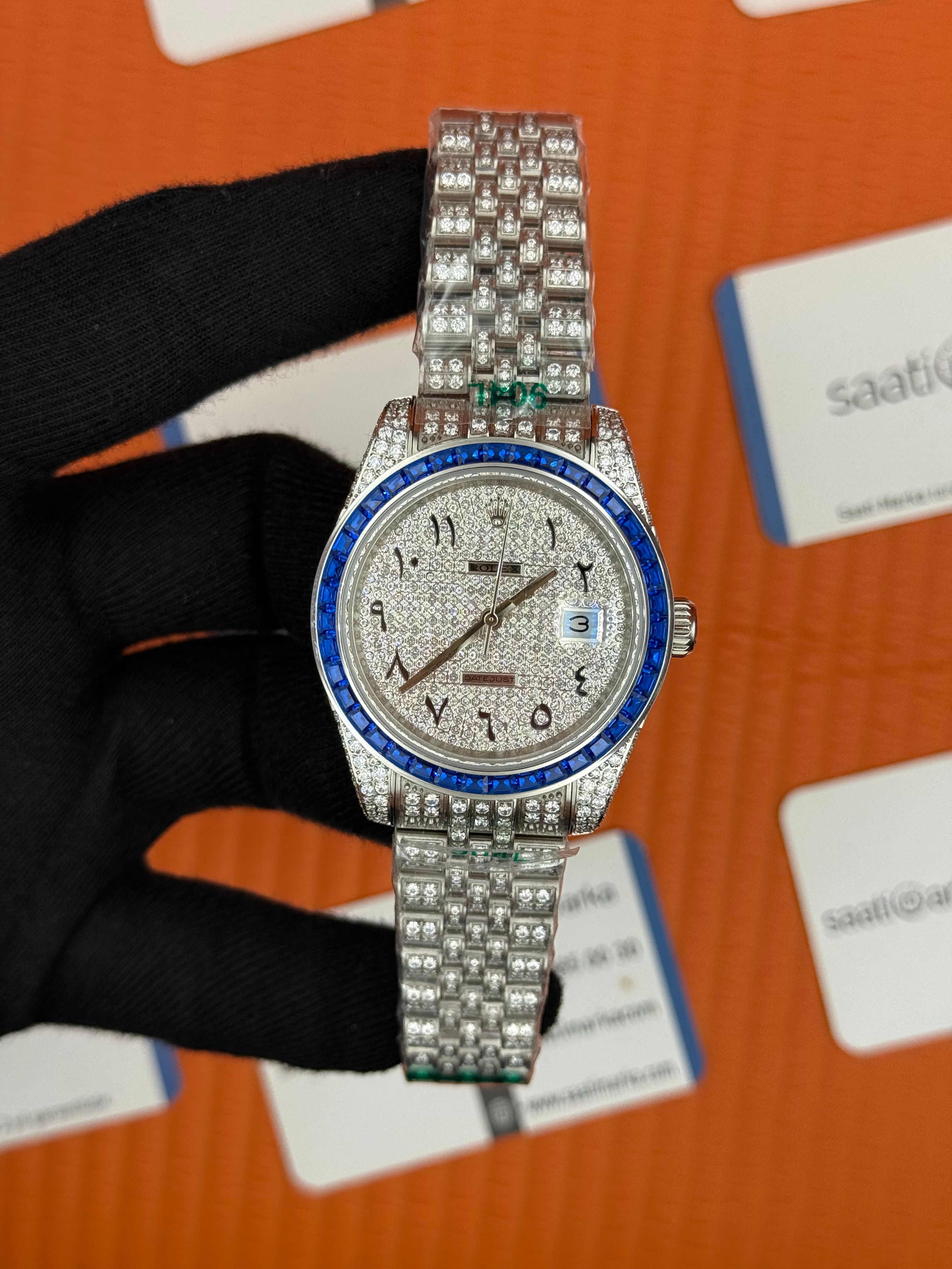 ROLEX Datejust arabic dial full diamond 41mm silver