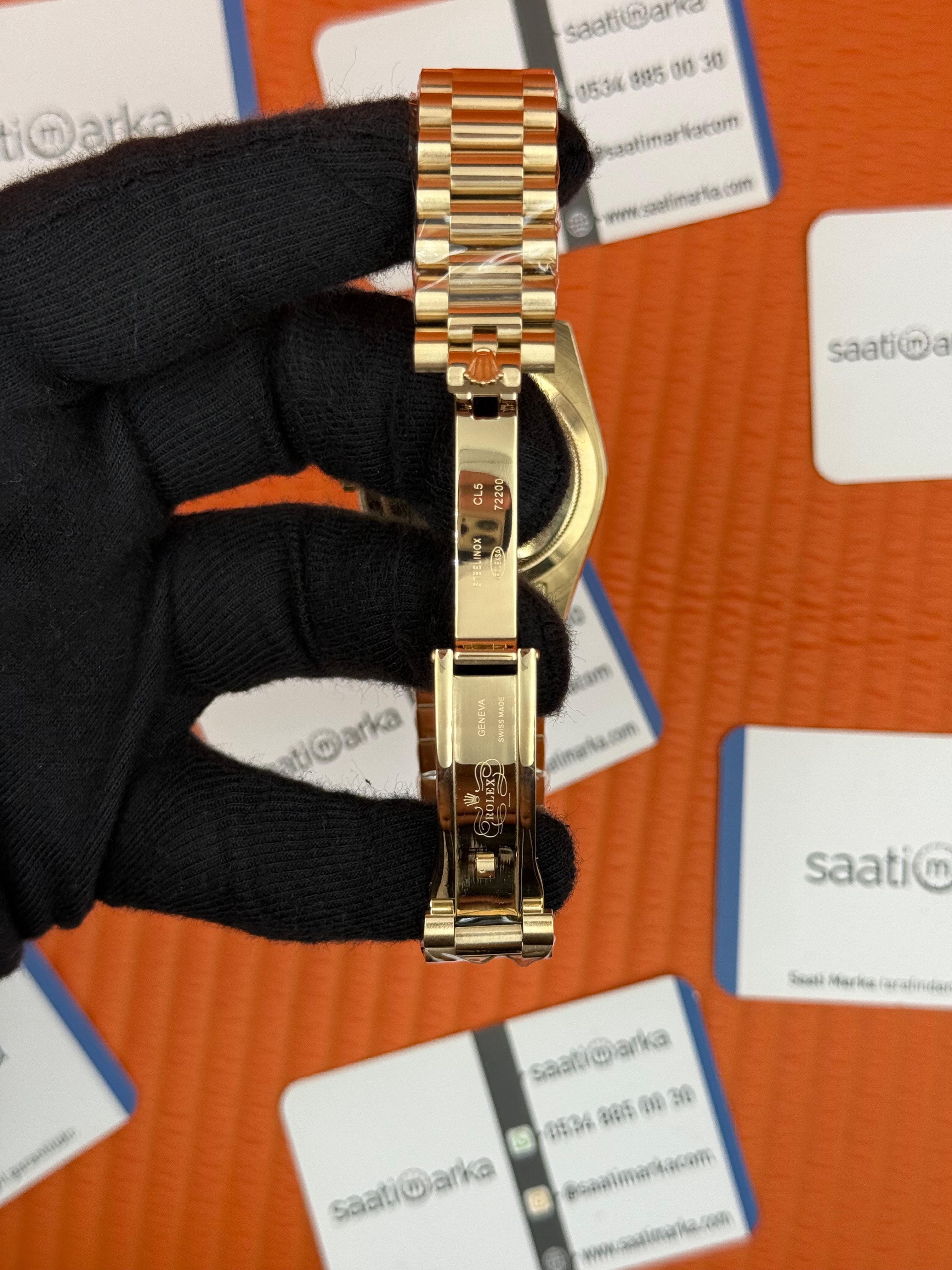 ROLE Day Date roma rakamlı siyah-yeşil kadran president kordon