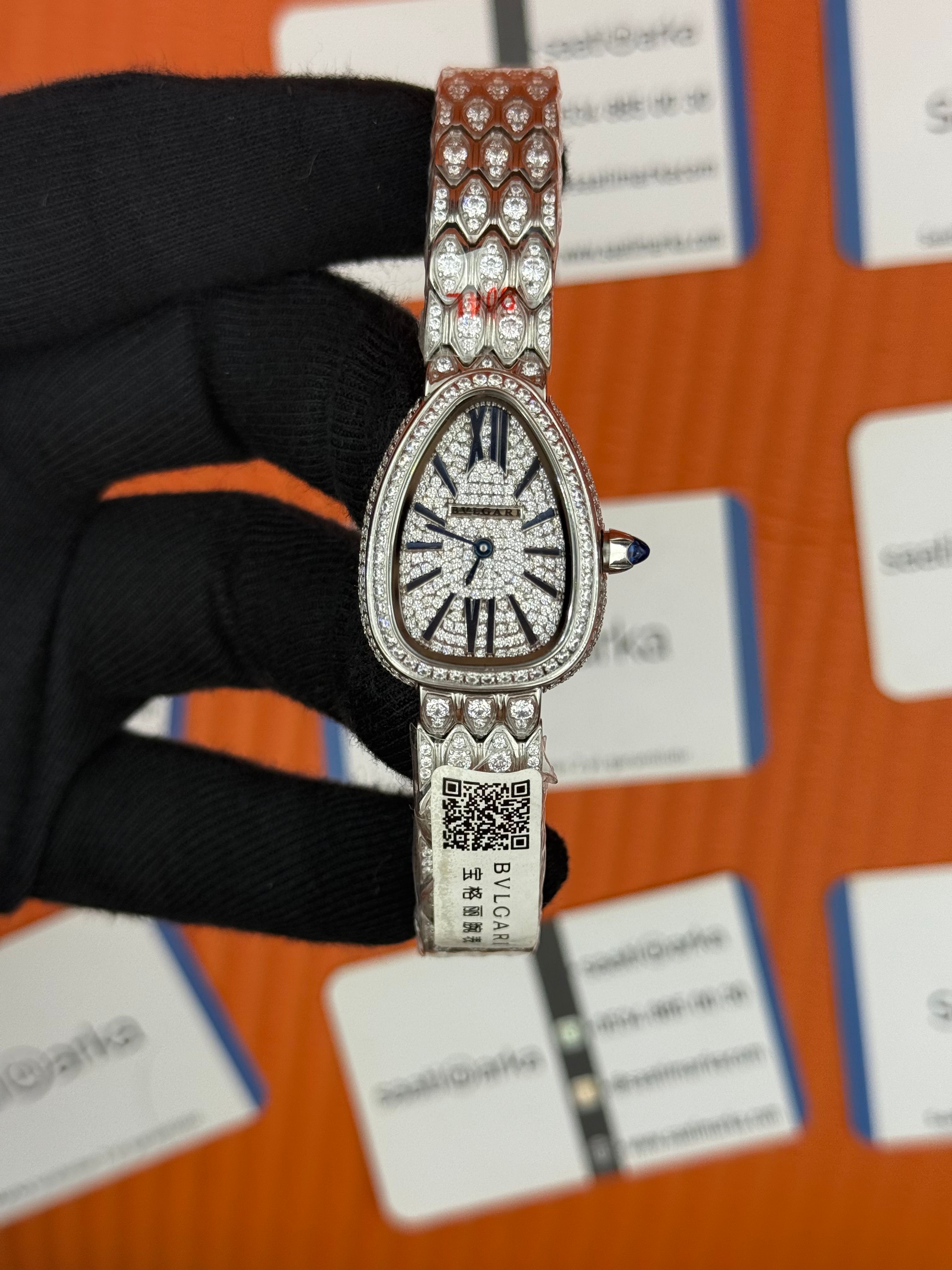 BVLGARİ serpenti seduttori full diamond silver kasa kordon kadın kol saati