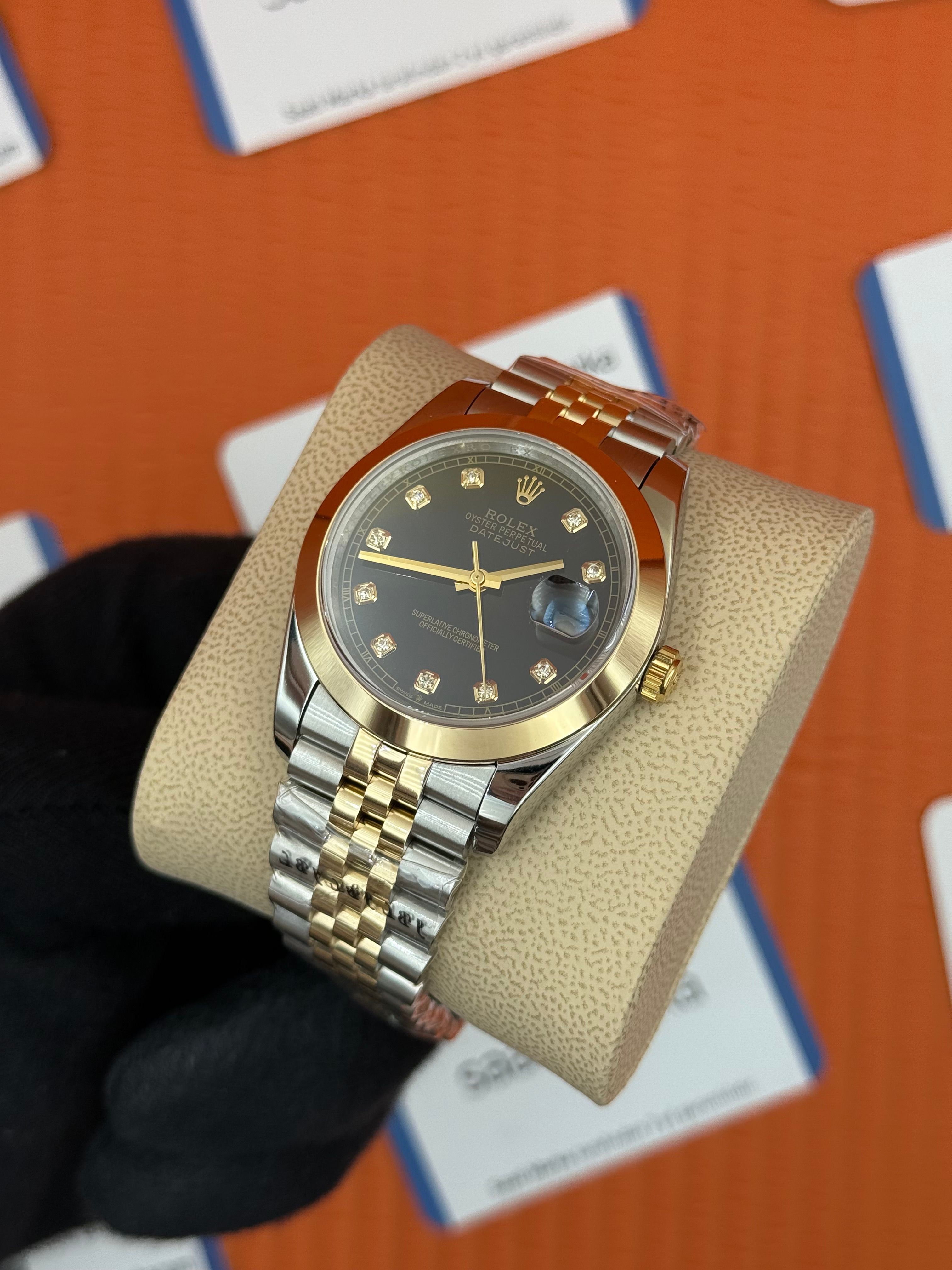 ROLEX Datejust baget taşlı black dial gold-silver jubilee kordon