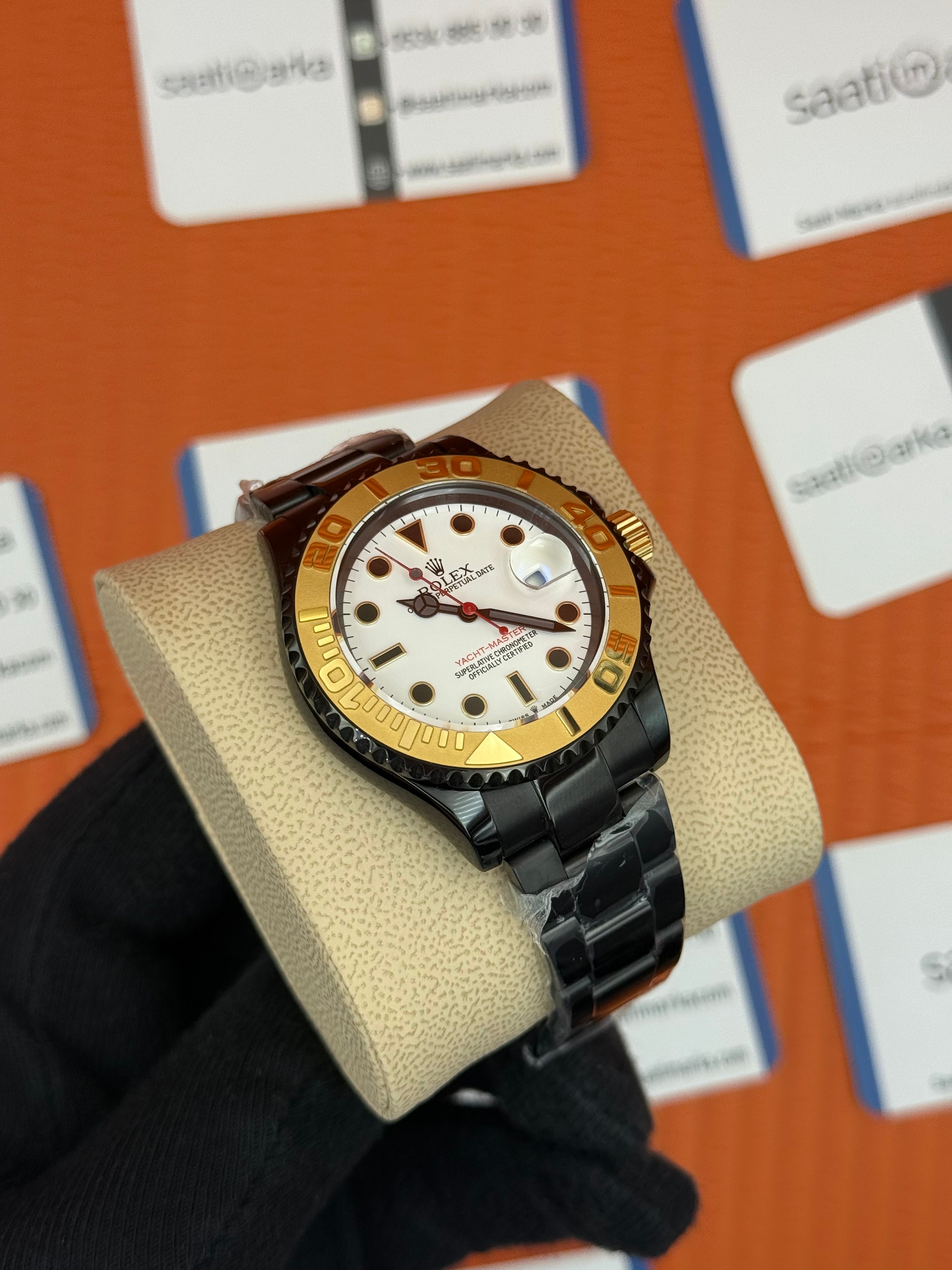 ROLEX Yacht Master white dial çelik siyah kasa kordon