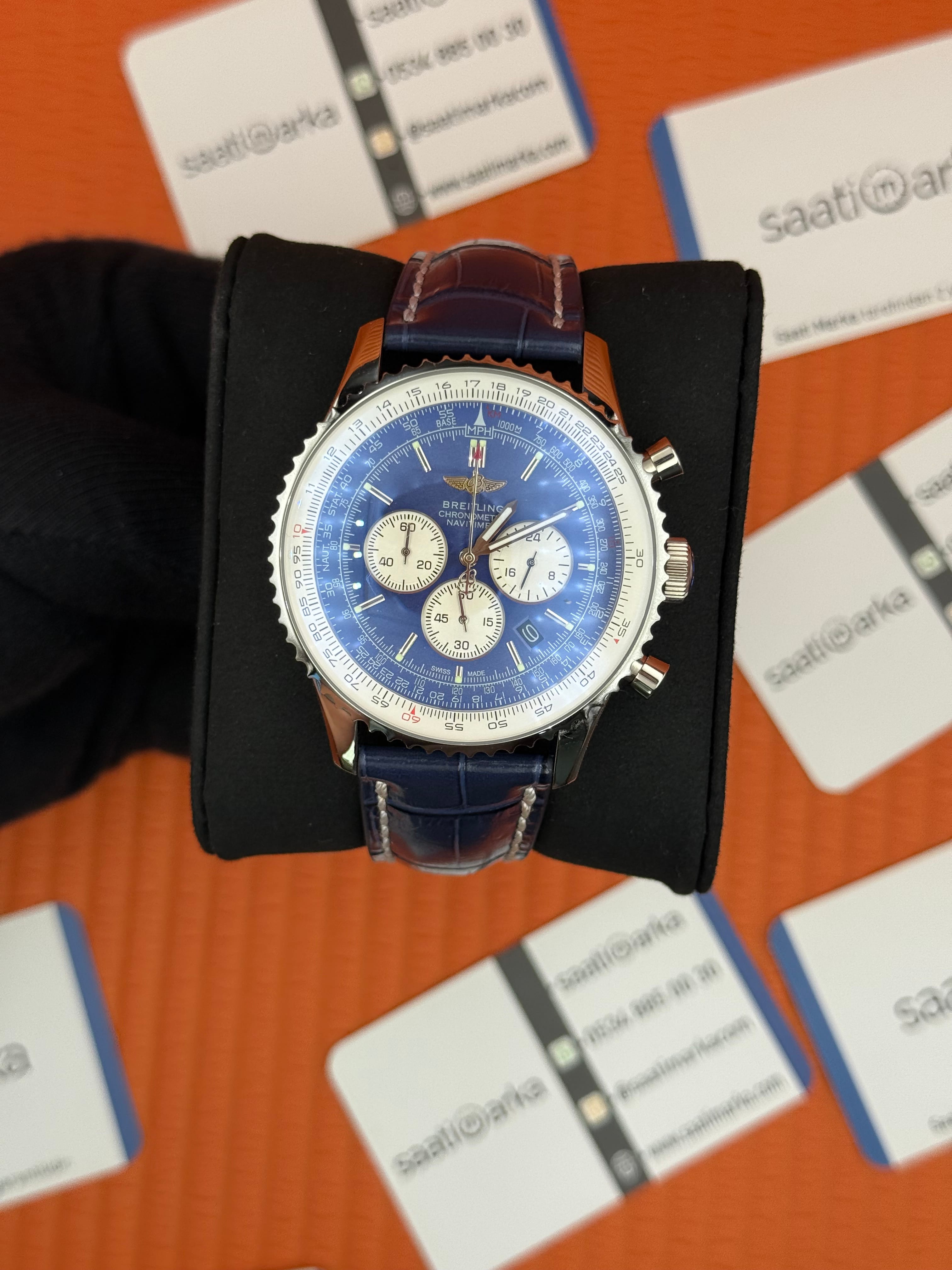 BREITLING Navitimer lacivert deri kordon lacivert kadran çelik kasa