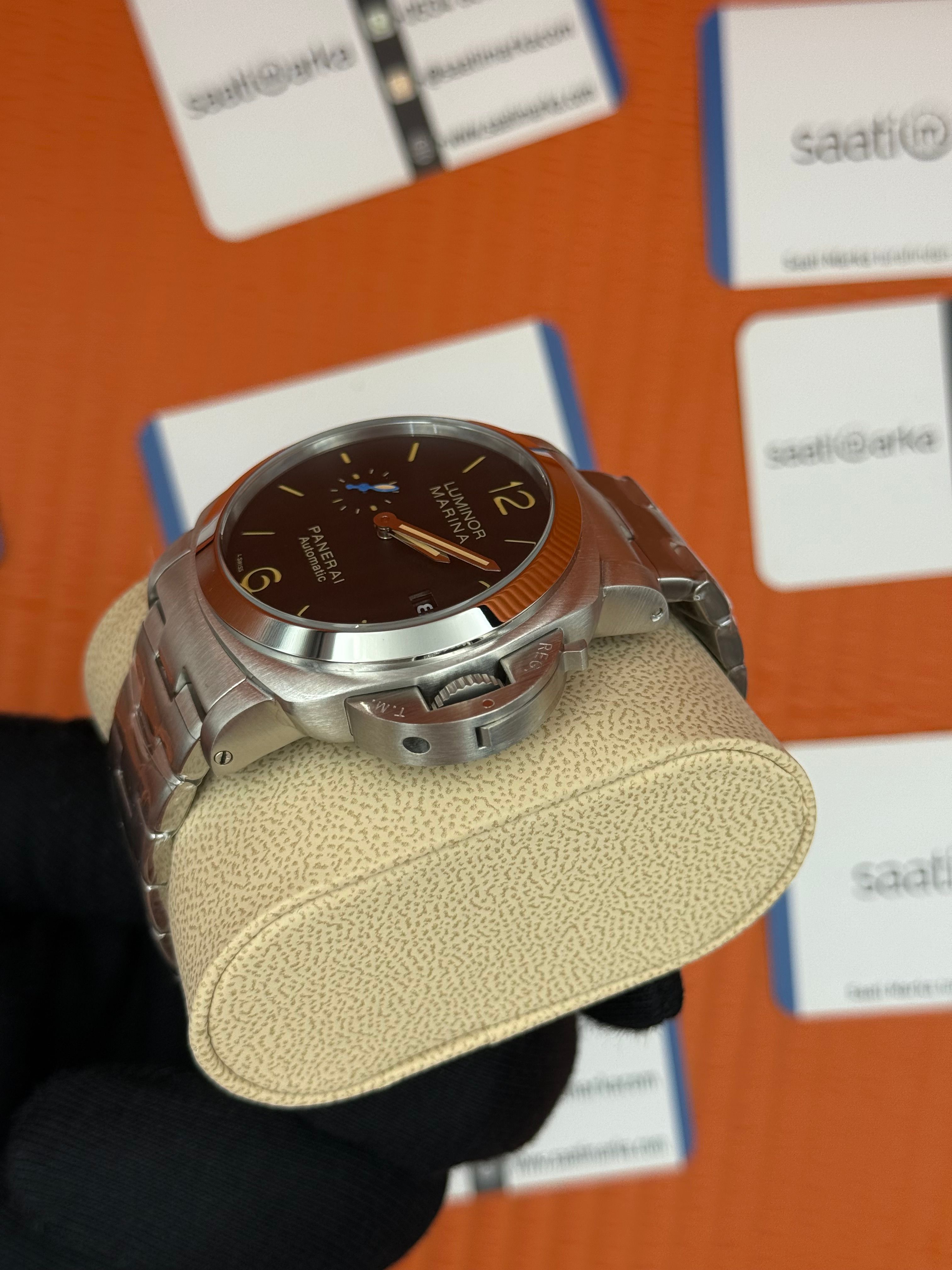 PANERAI luminor silver kasa kordo  siyah kadran sarı index 