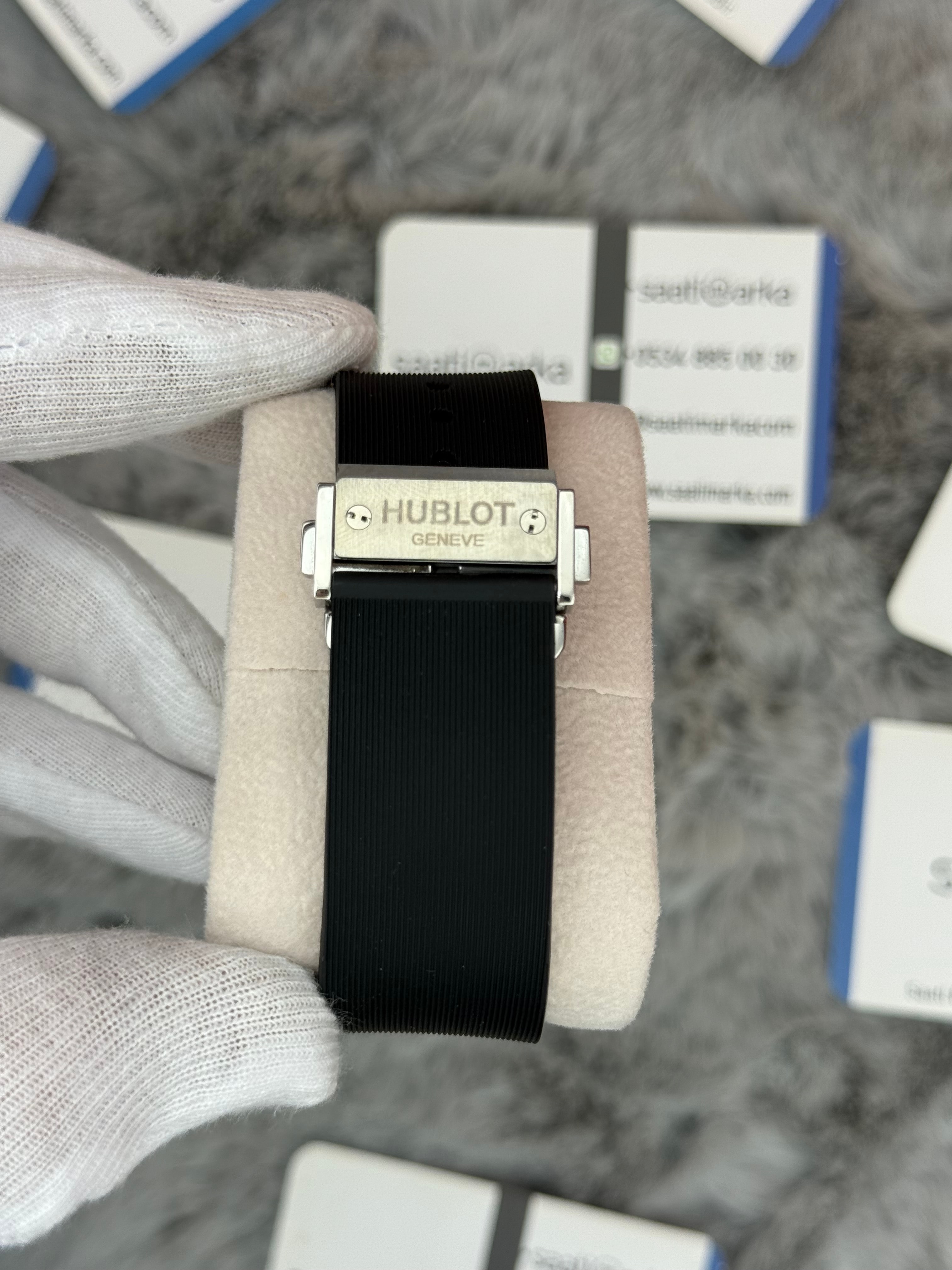 HUBLOT big bang tourbillon 41mm silver kasa siyah kauçuk kordon erkek kol saati