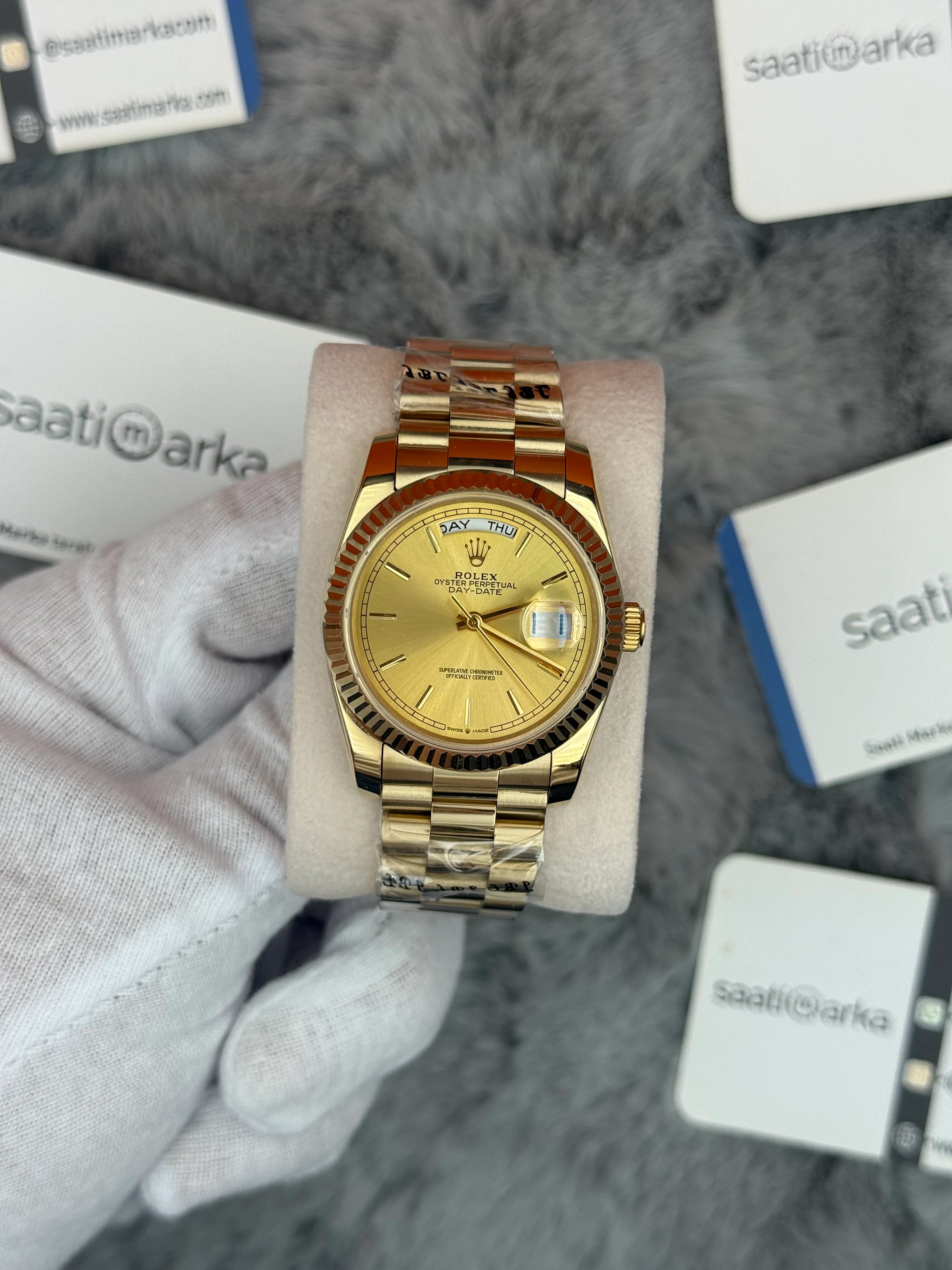 ROLEX DAY-DATE 36 MM ŞAMPANYA KADRAN GOLD KASA GOLD PRESIDENT KORDON