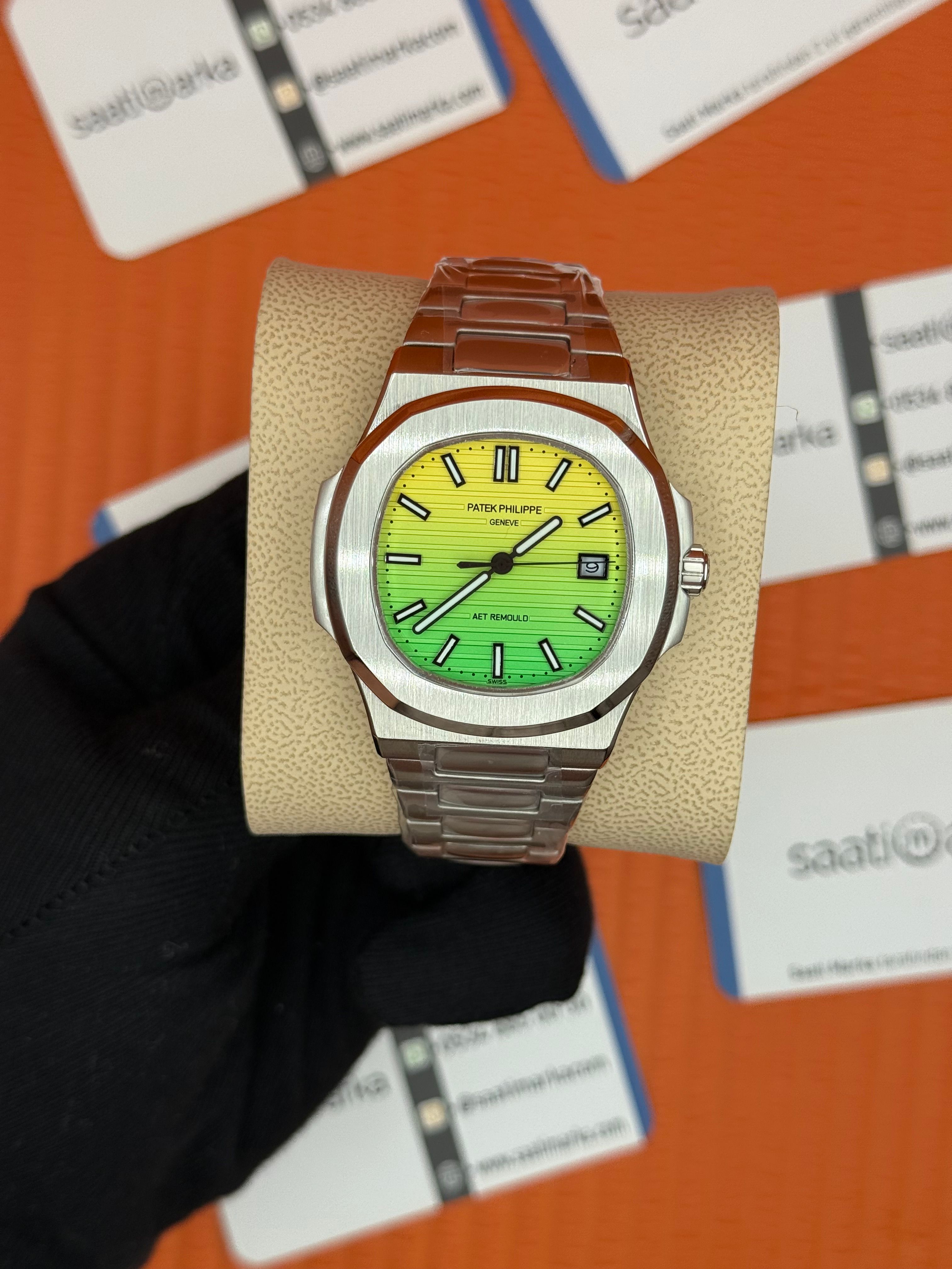 PATEK PHILIPPE nautilus lemon dial silver kasa kordon 