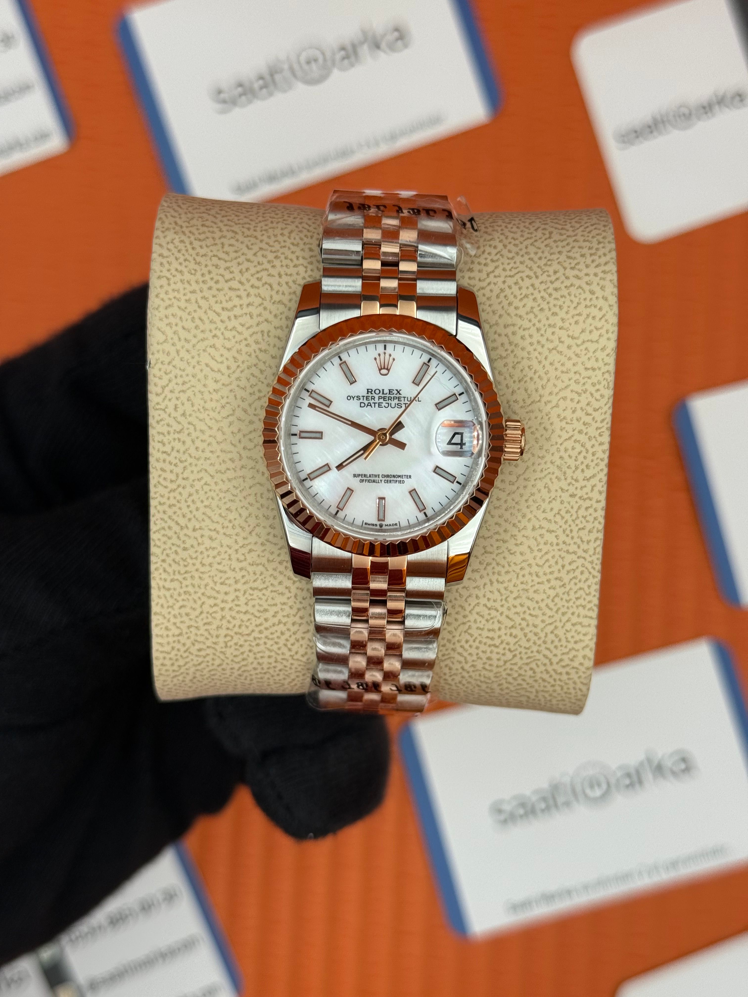 ROLEX datejust 31mm beyaz sedefli kadran rose silver jubilee kordon