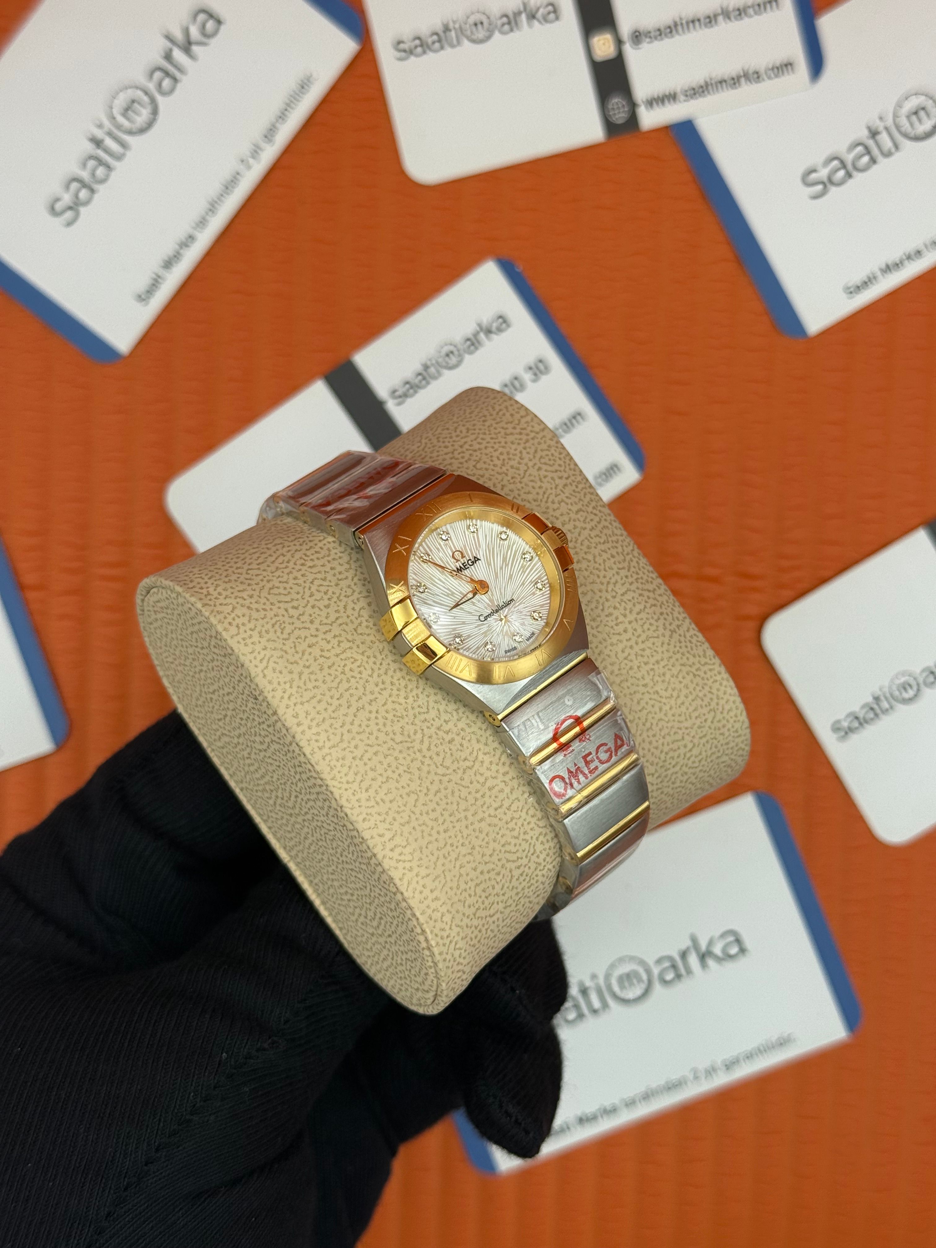 OMEGA constellation beyaz kadran gol silver kasa kordon kadın kol saati