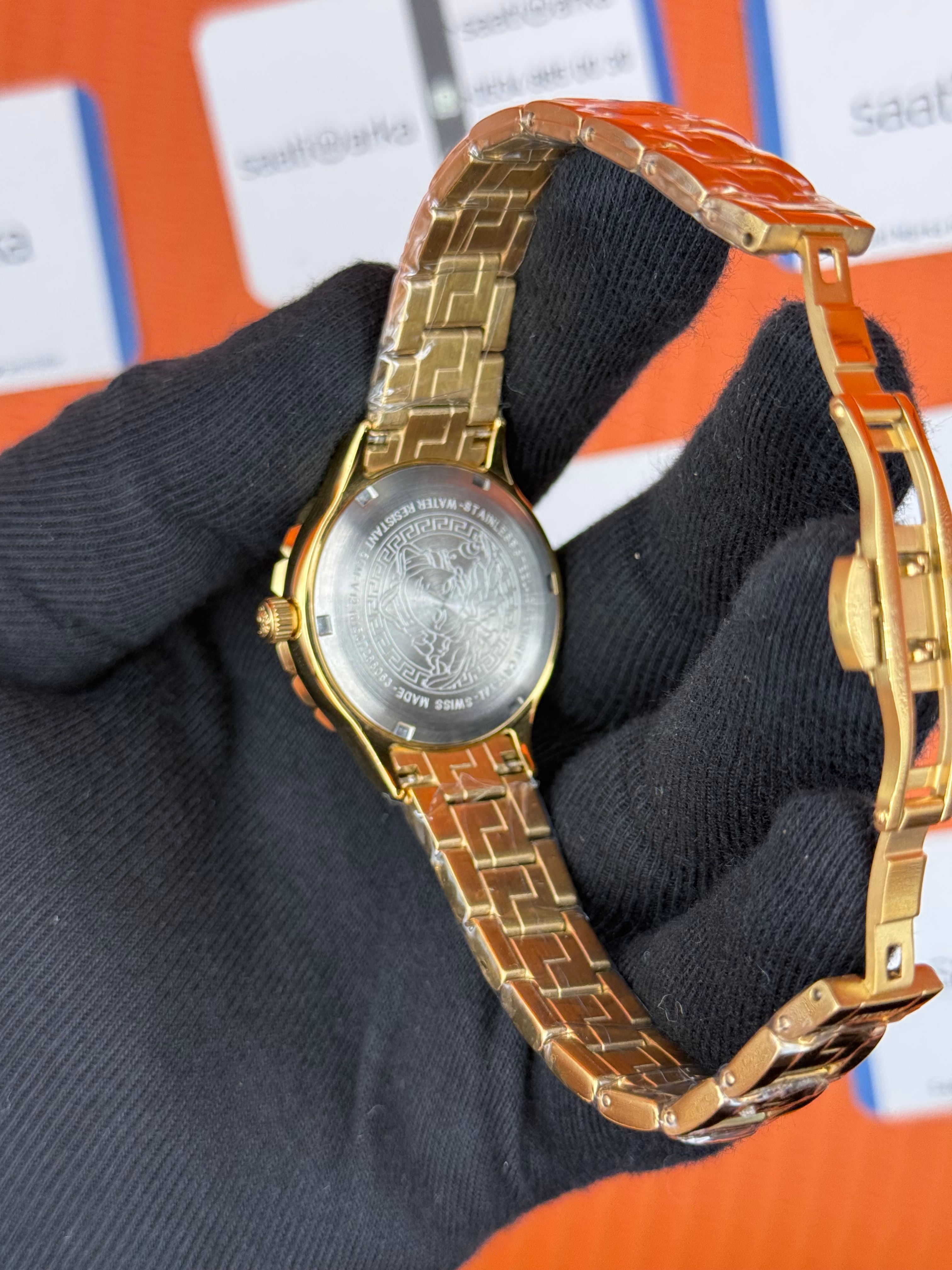 VERSACE kahverengi kadran gold kasa kordon kadın kol saati