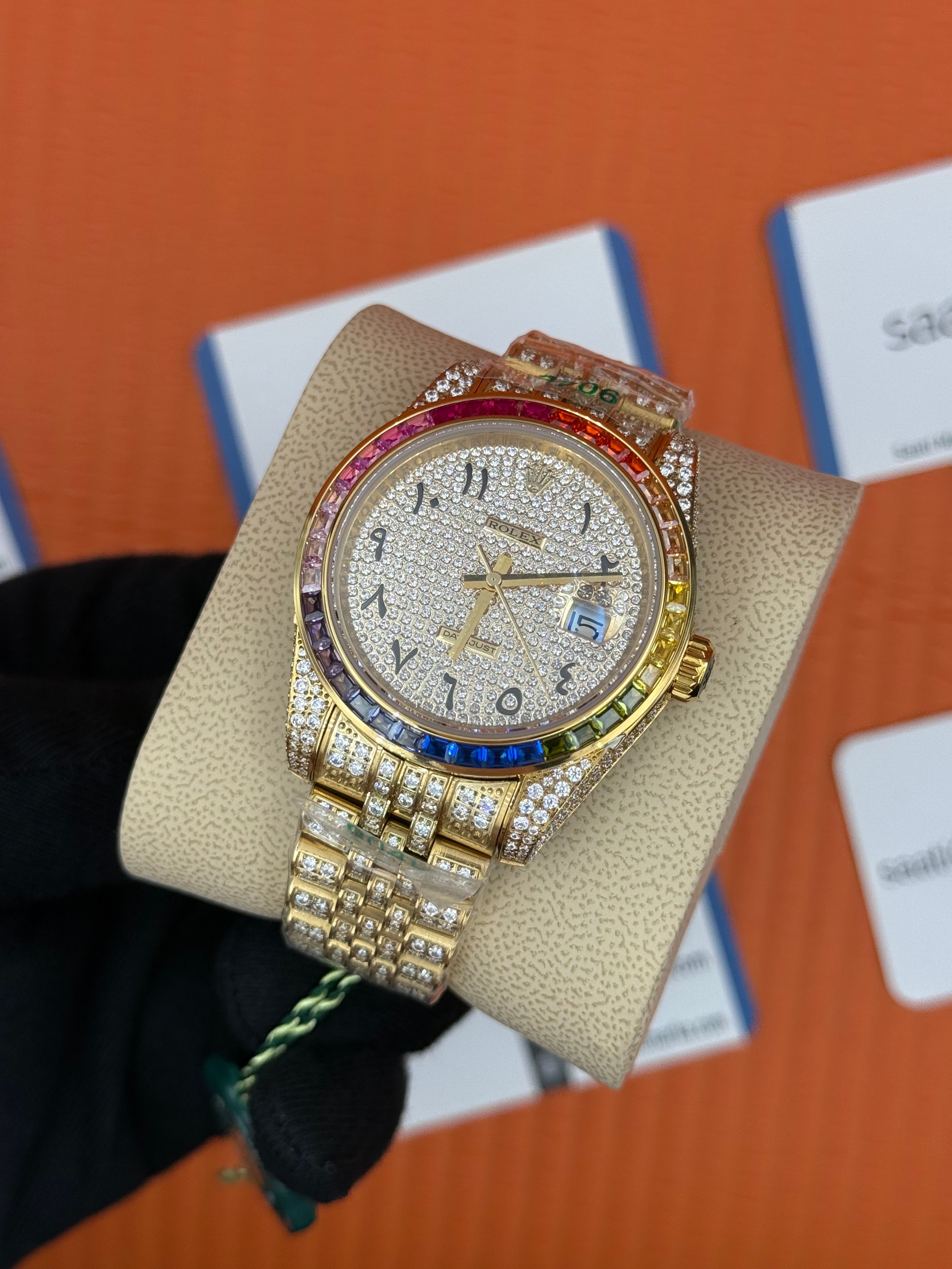 ROLEX Datejust arabic dial full diamond 41mm gold 