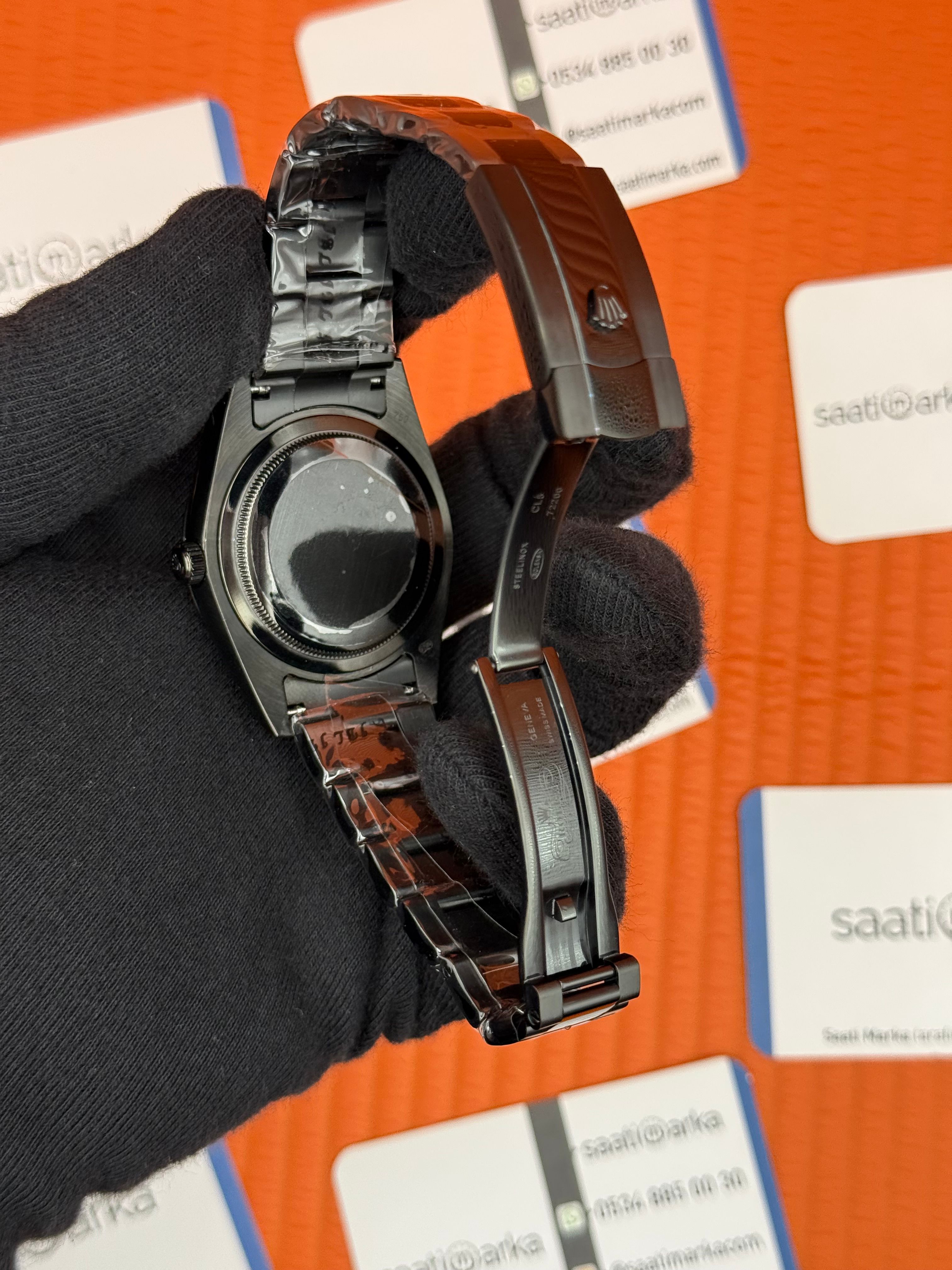 ROLEX OYSTER Perpetual blacil dial siyah çelik kasa-kordon