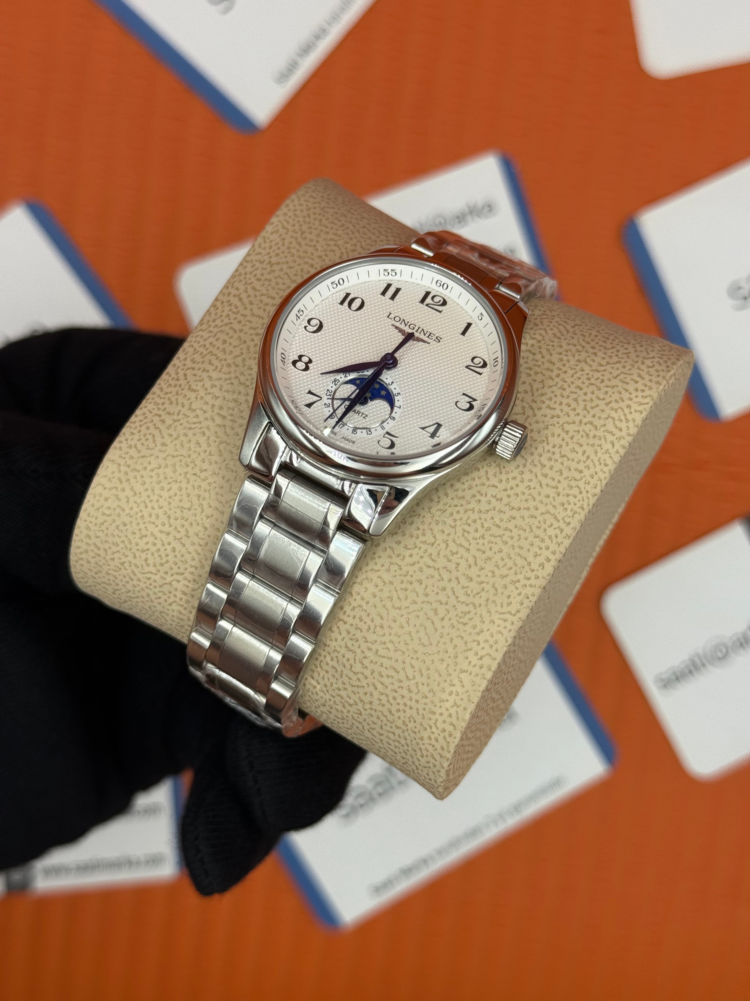 LONGINES beyaz kadran silver kasak kordon 34mm