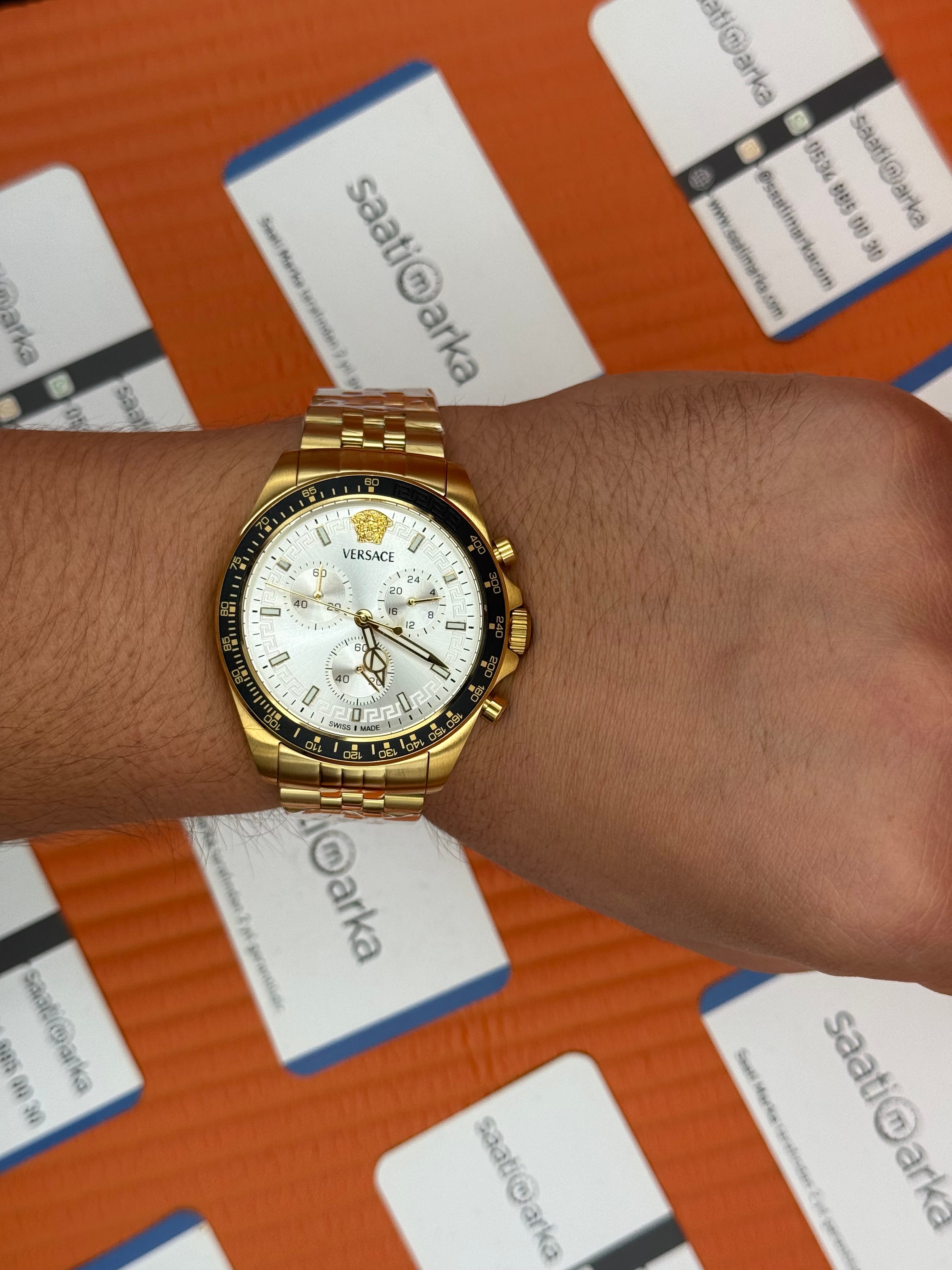 VERSACE beyaz kadran gold kasa kordon jubilee erkek kol saati
