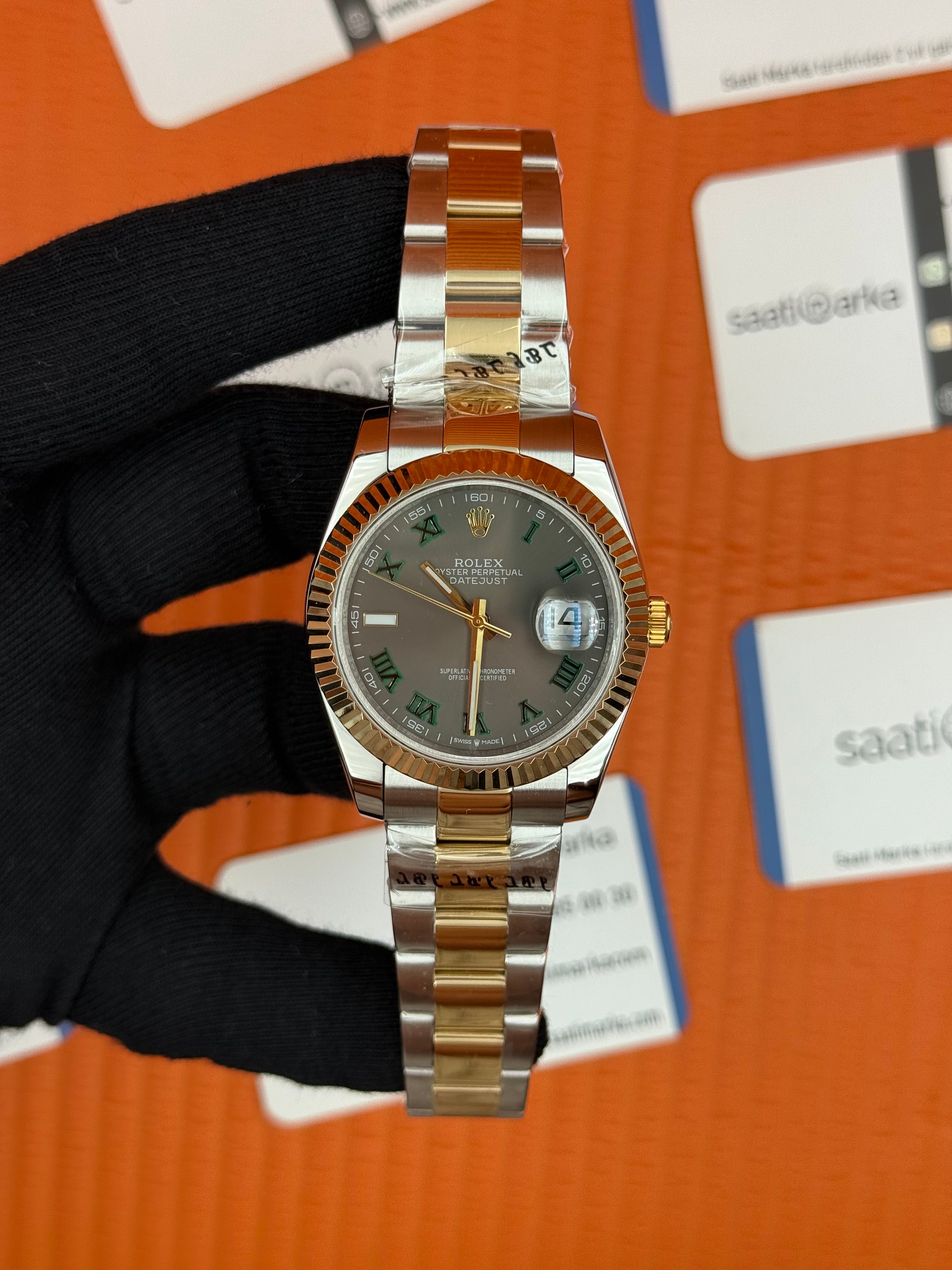 ROLEX Datejust WİMBLEDON gray dial roma rakamlı gold silver kasa-kordon oyster