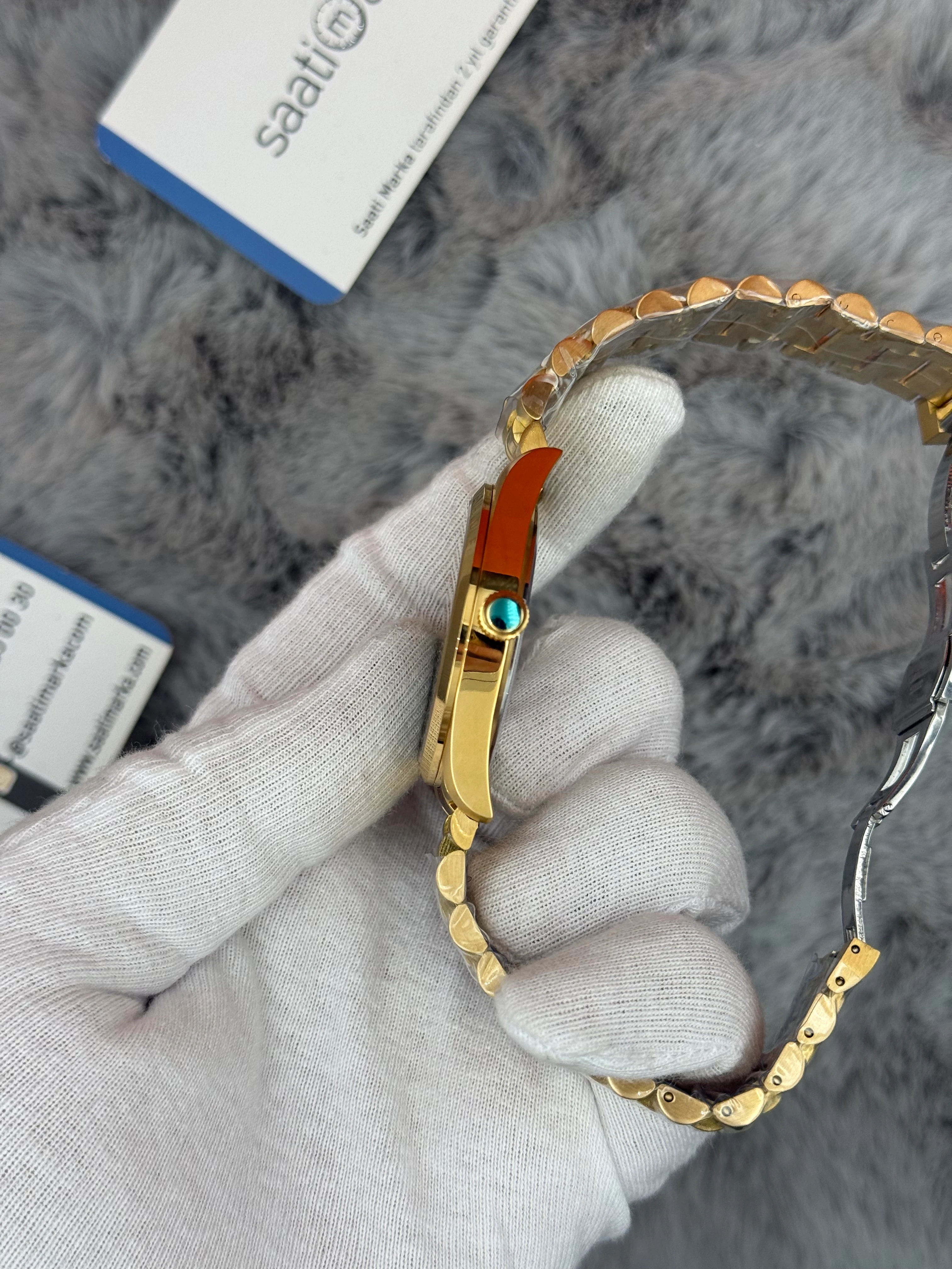 VERSACE 40MM YEŞİL KADRAN GOLD KASA KORDON ERKEK KOL SAATİ