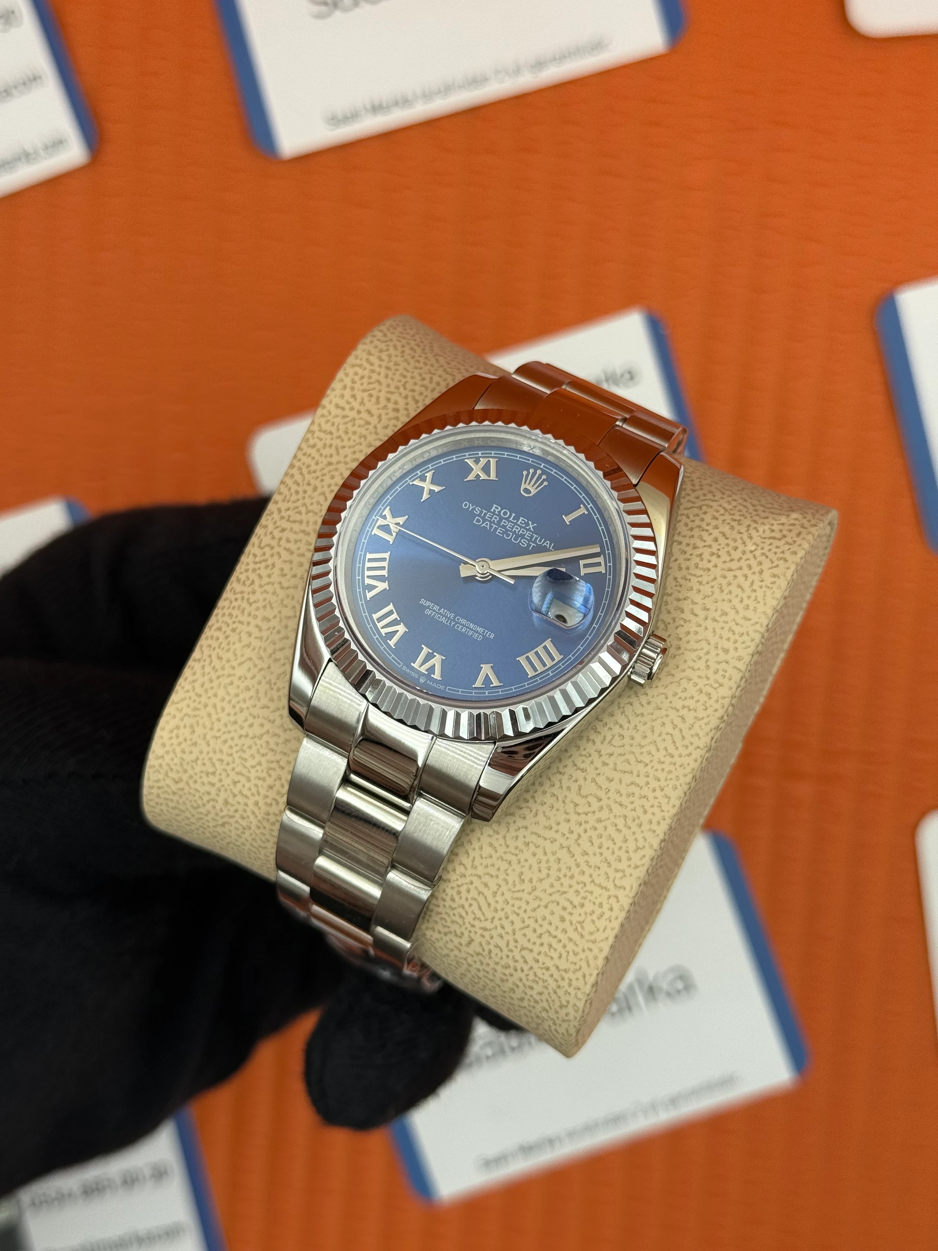 ROLEX Datejust roma rakamlı blue dial silver oyster kordon