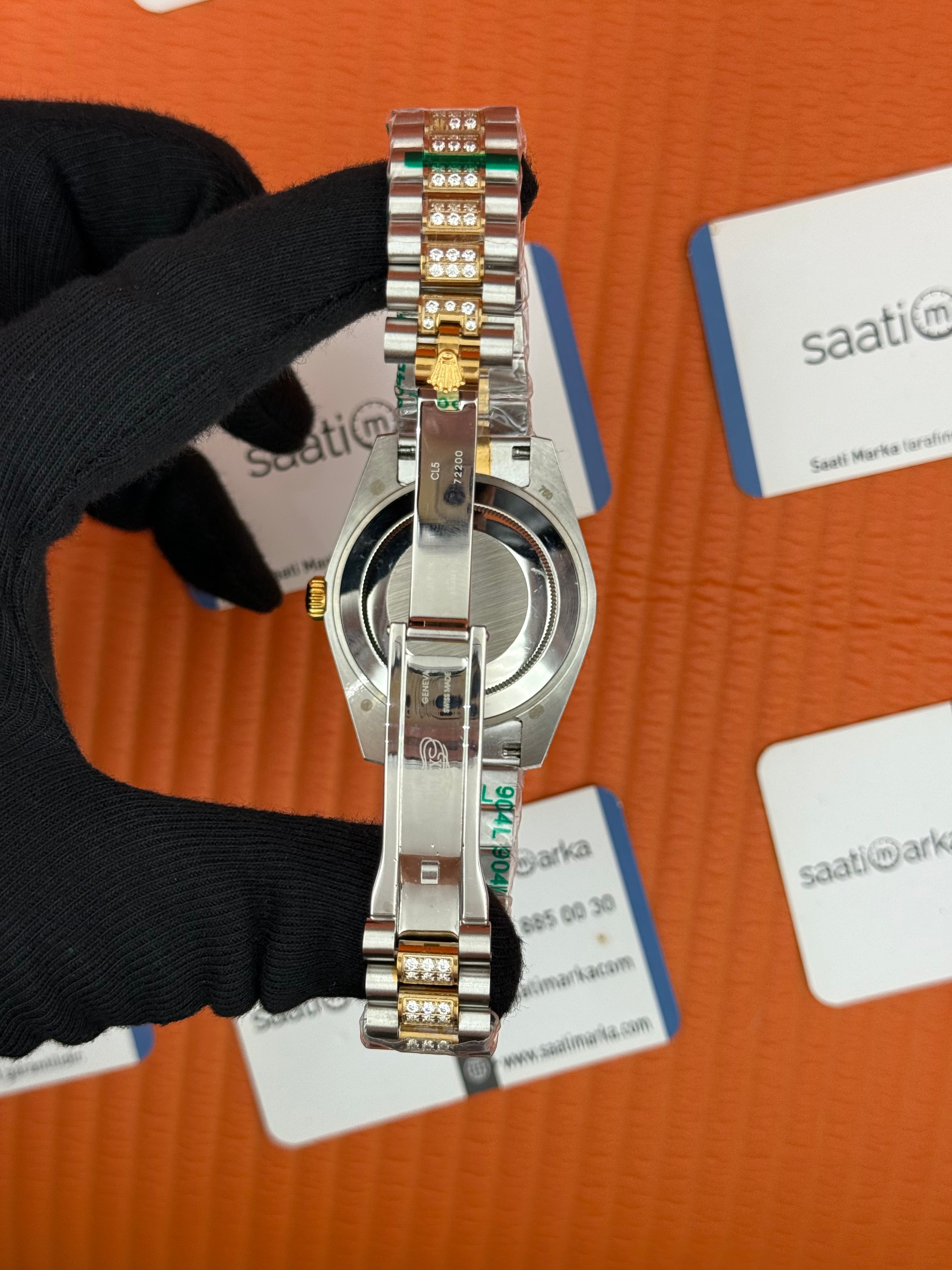 ROLEX Datejust roma rakamlı kadran taşlı kasa kordon gold silver