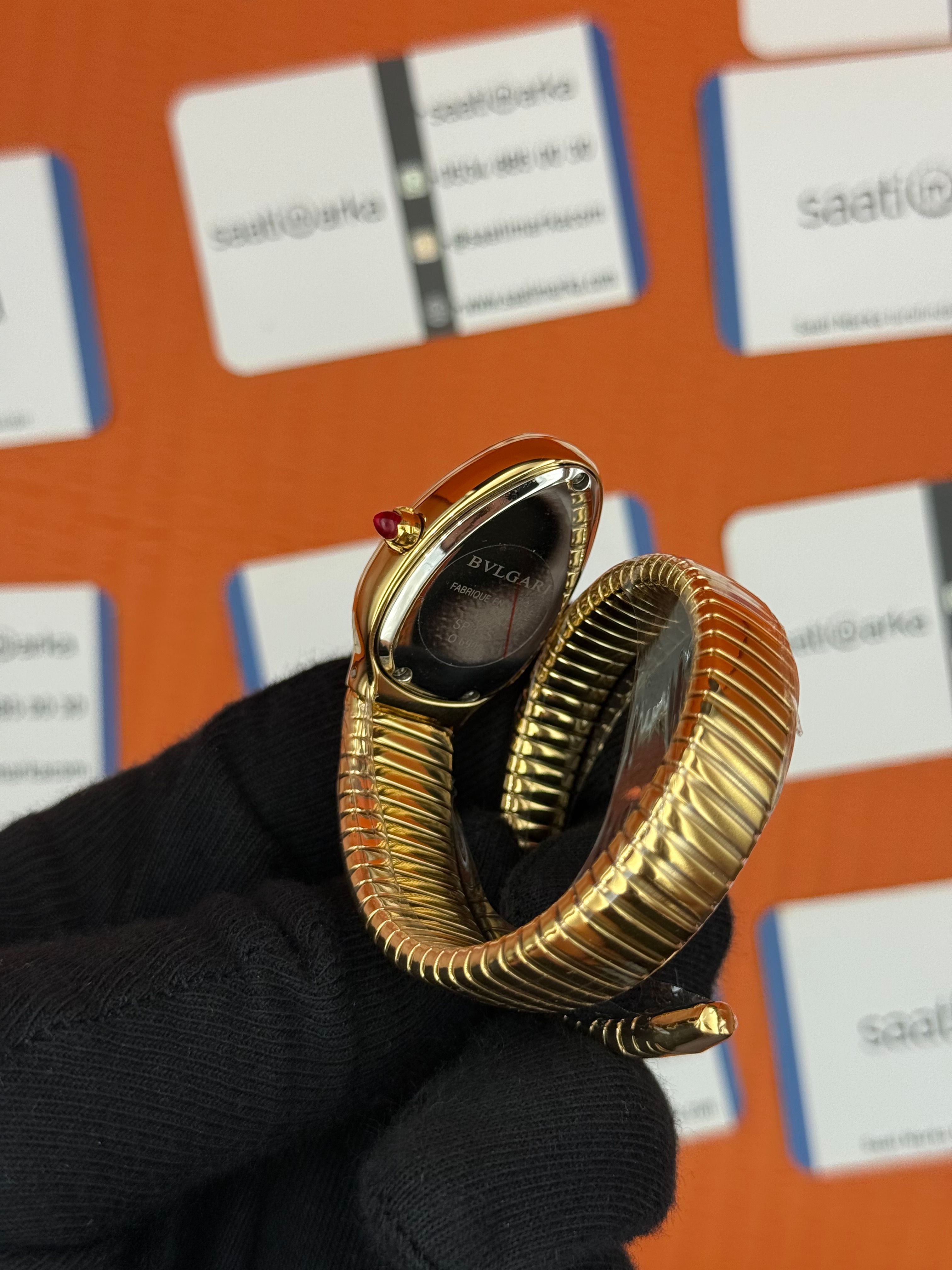 BVLGARİ serpenti tek sarma gold kordon şampanya kadran kol saati