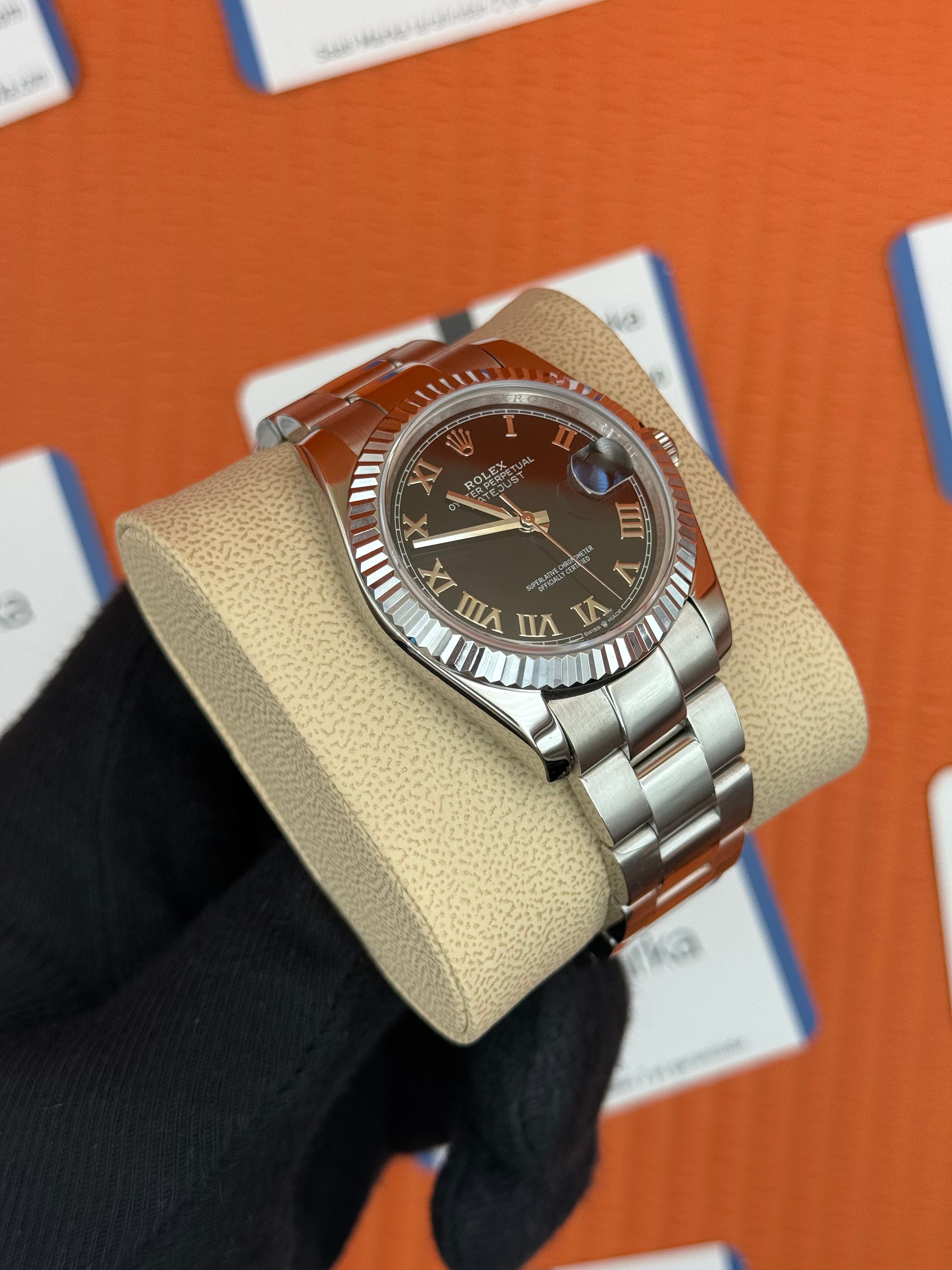 ROLEX Datejust roma rakamlı black dial silver oyster kordon