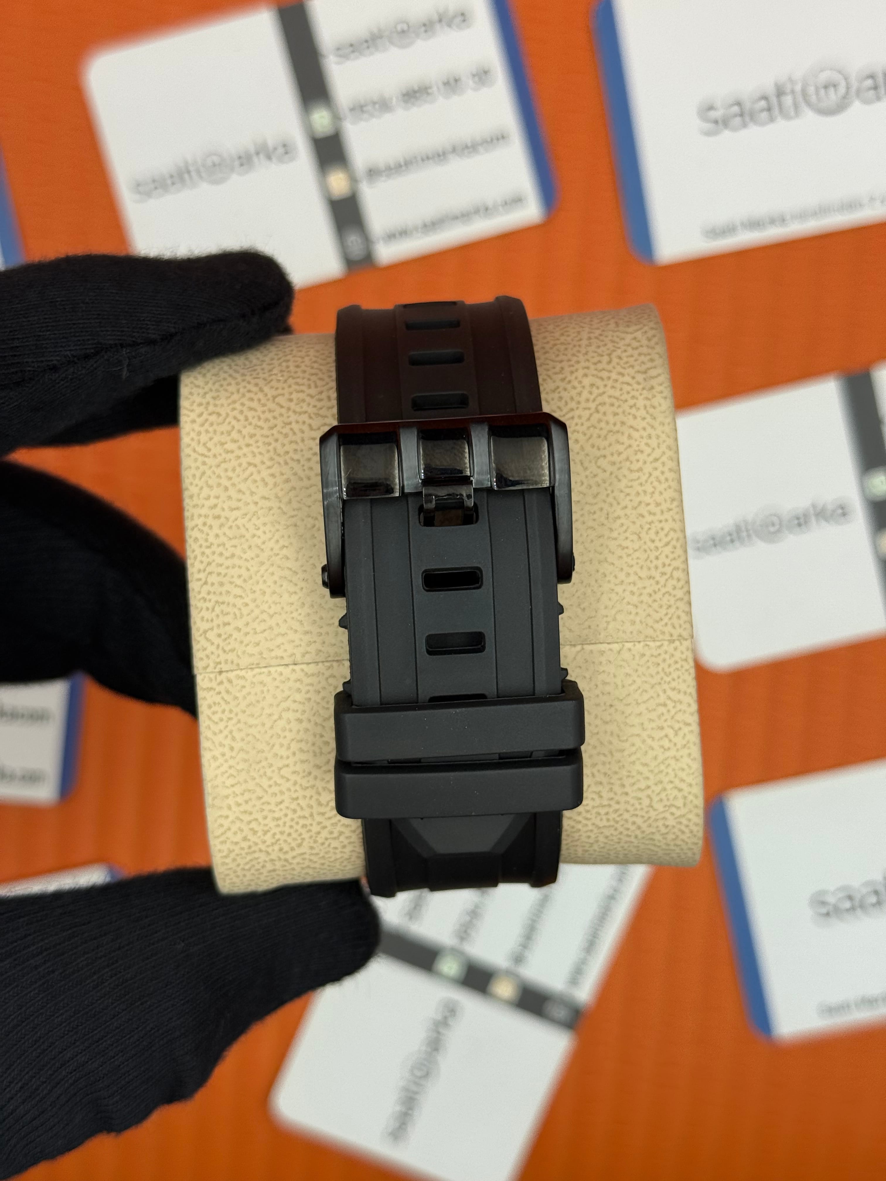 PERRELET turbine black dial siyah kasa siyah kauçuk kordon erkek kol saati