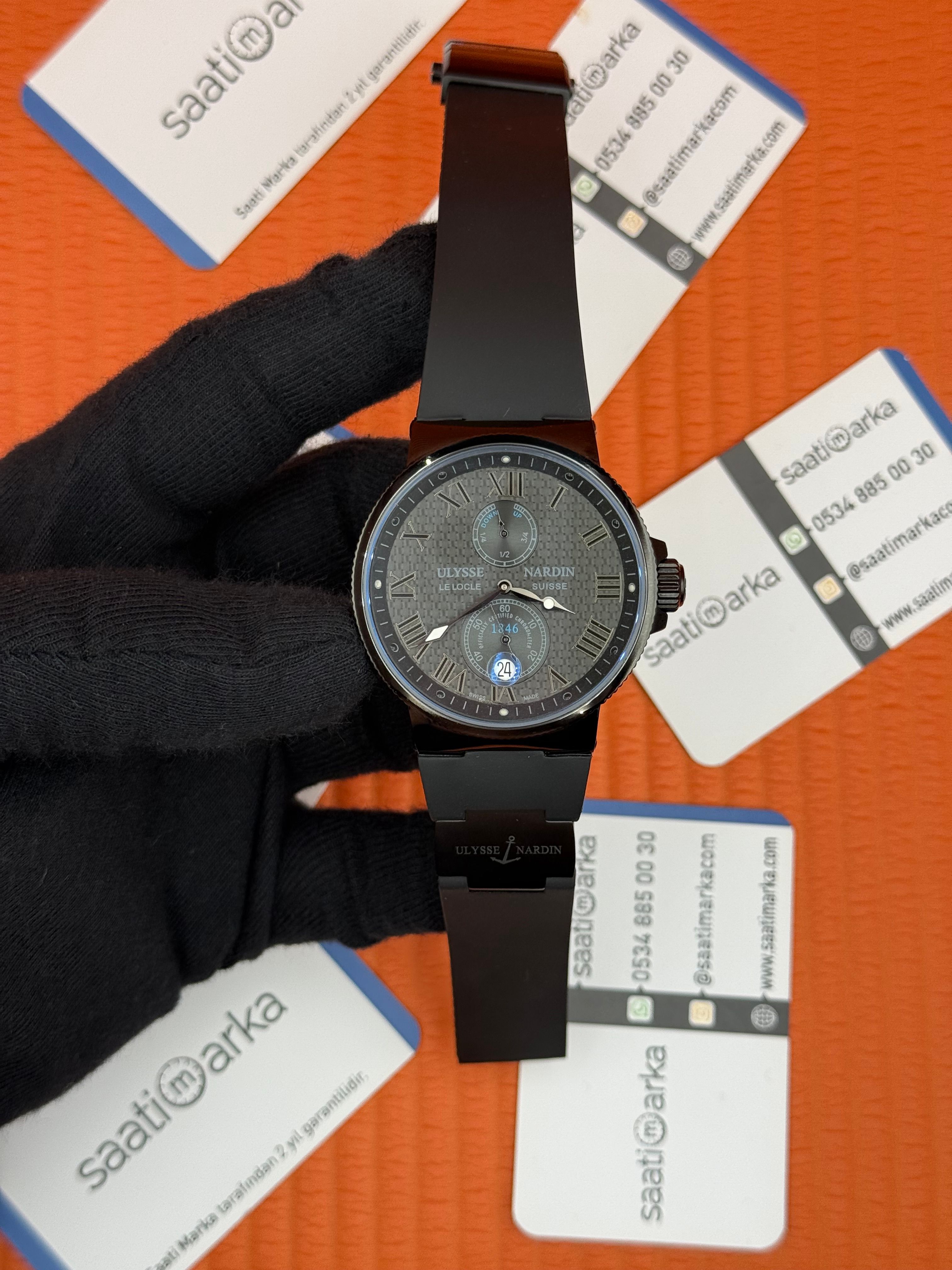 ULYSSE NARDİN MARİNE CHRONOMETER SİYAH KADRAN MAVİ DETAYLI