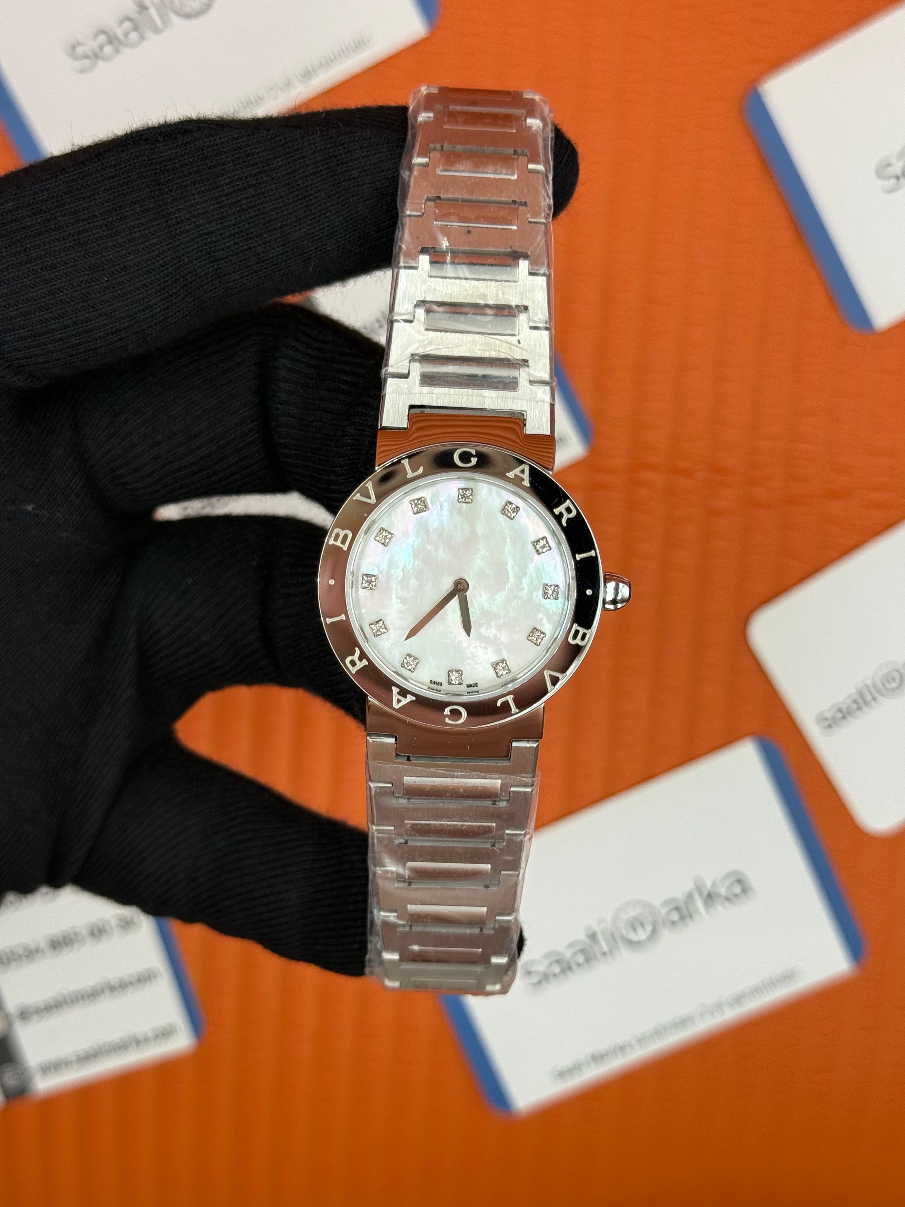 BVLGARI sedef kadran silver kasa kordon kadın kol saati
