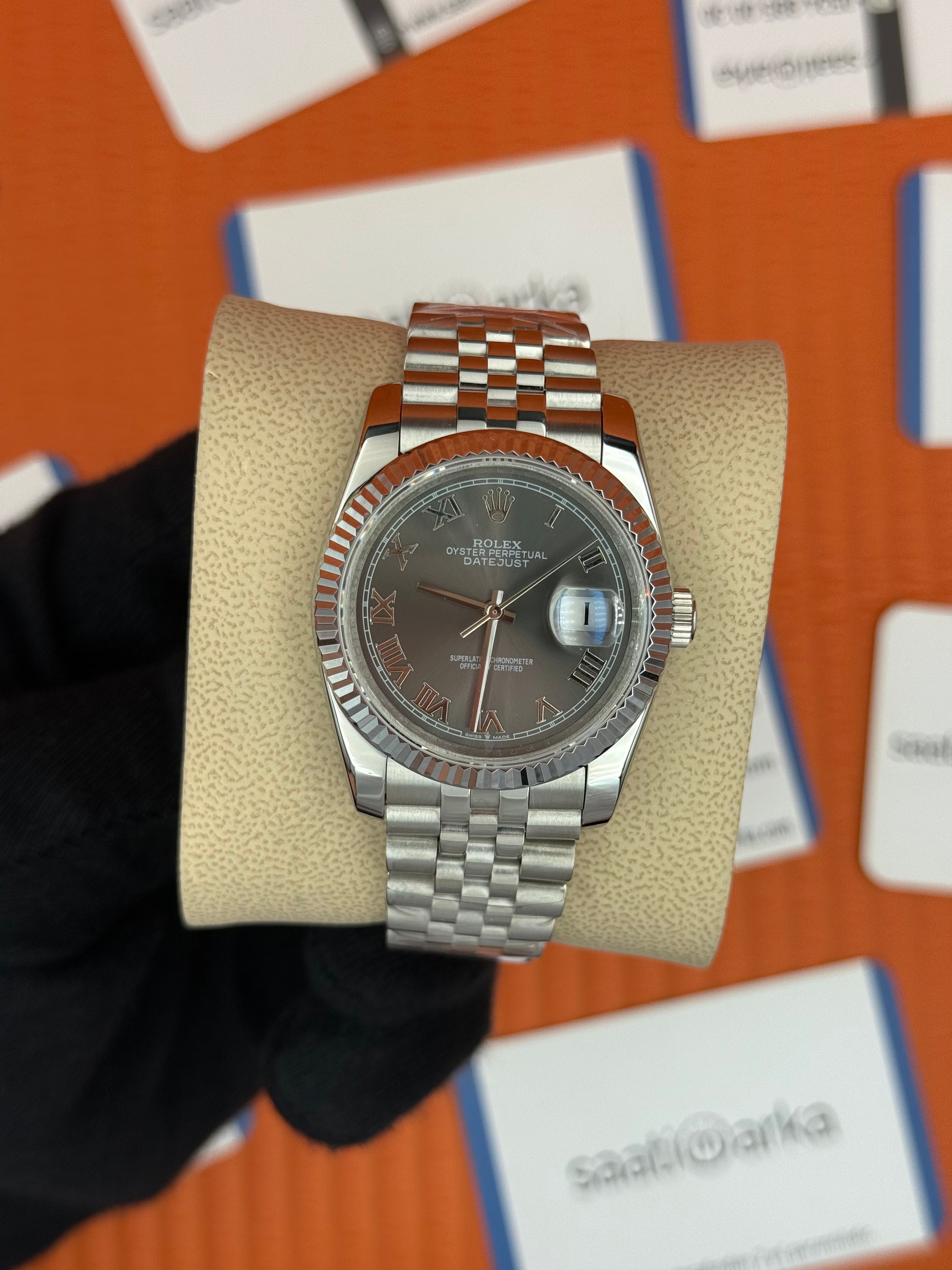 ROLEX datejust 36mm gri kadran silver jubilee kordon