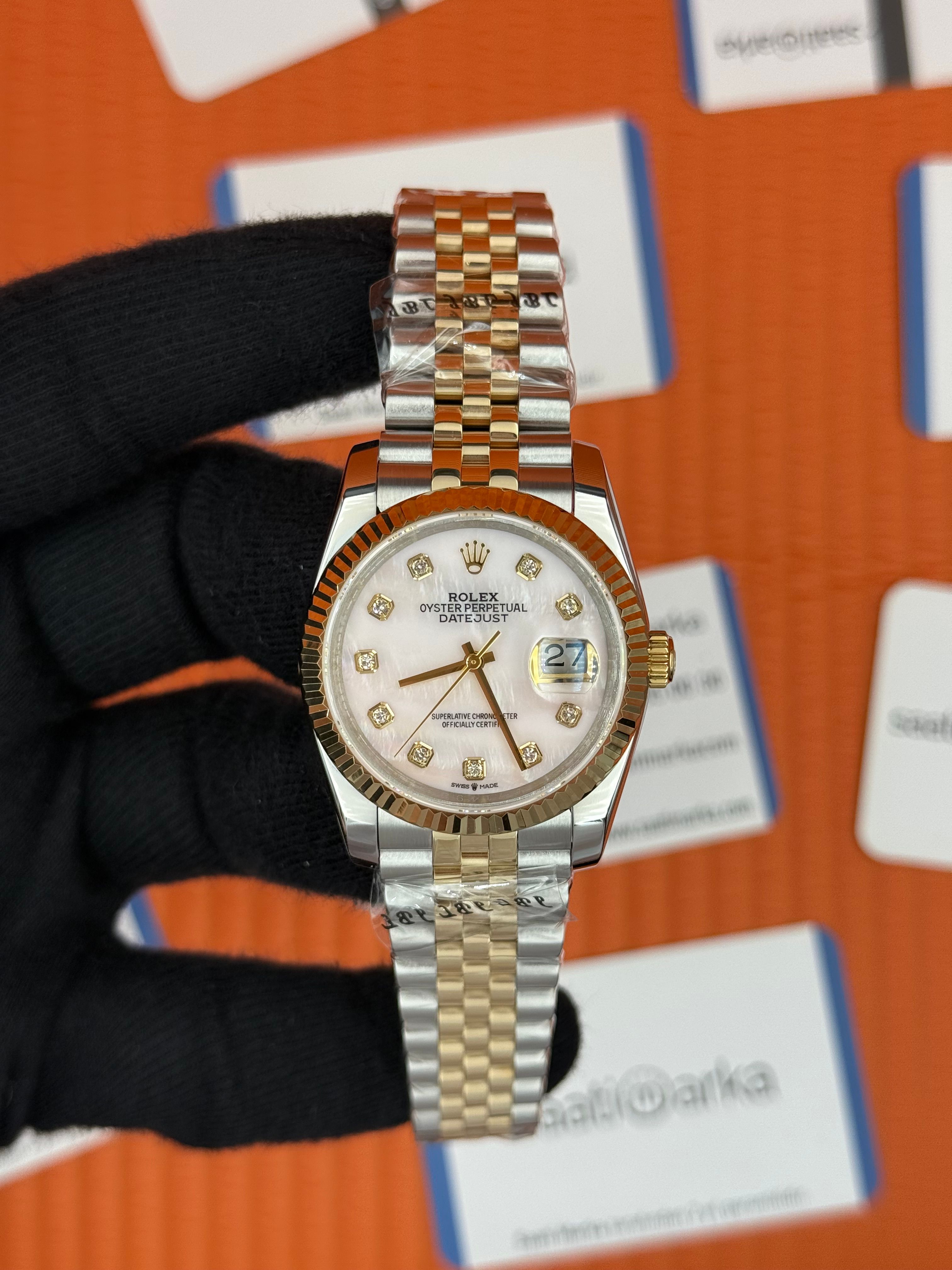 ROLEX datejust 36mm toz pembe kadran jubilee kordon