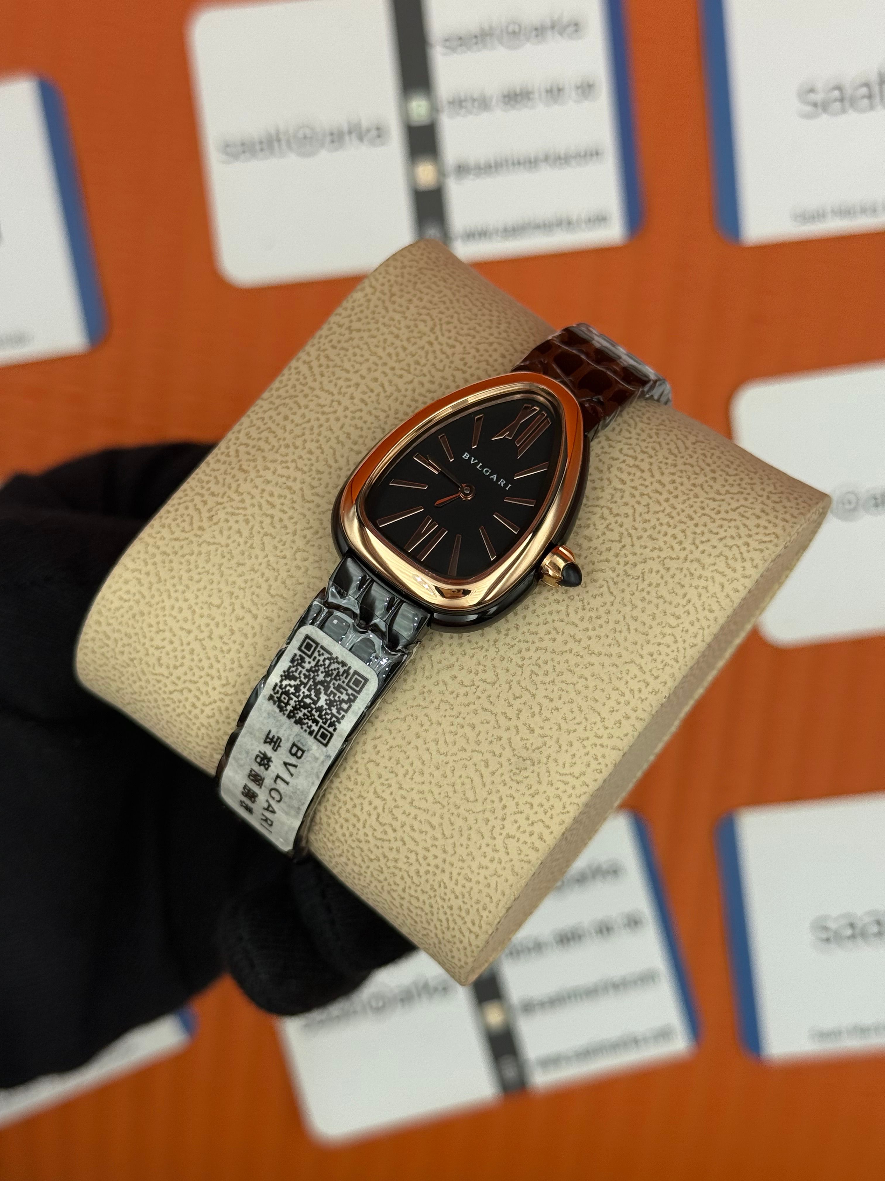 BVLGARİ serpenti seduttori siyah kadran rose bezel siyah kasa kordon kadın kol saati