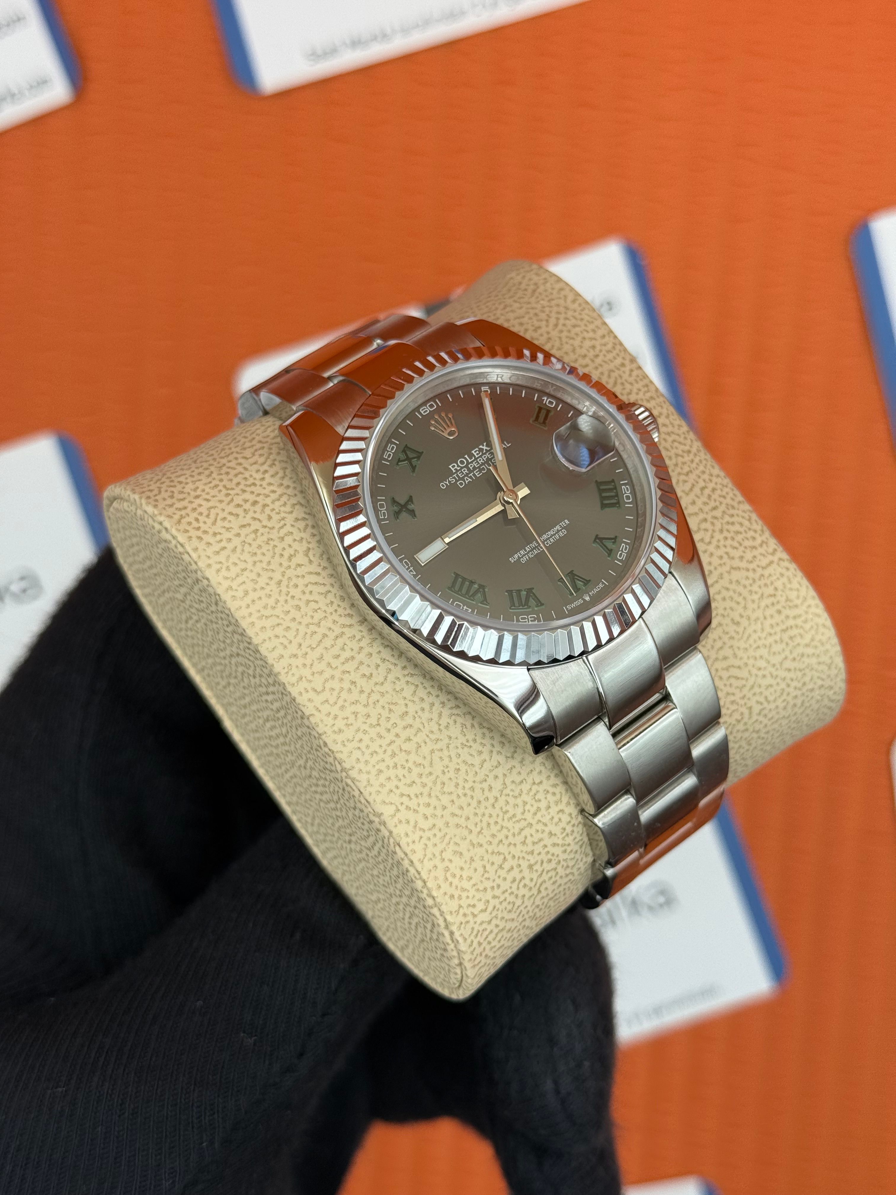 ROLEX Datejust wimbledon grey dial silver oyster kordon
