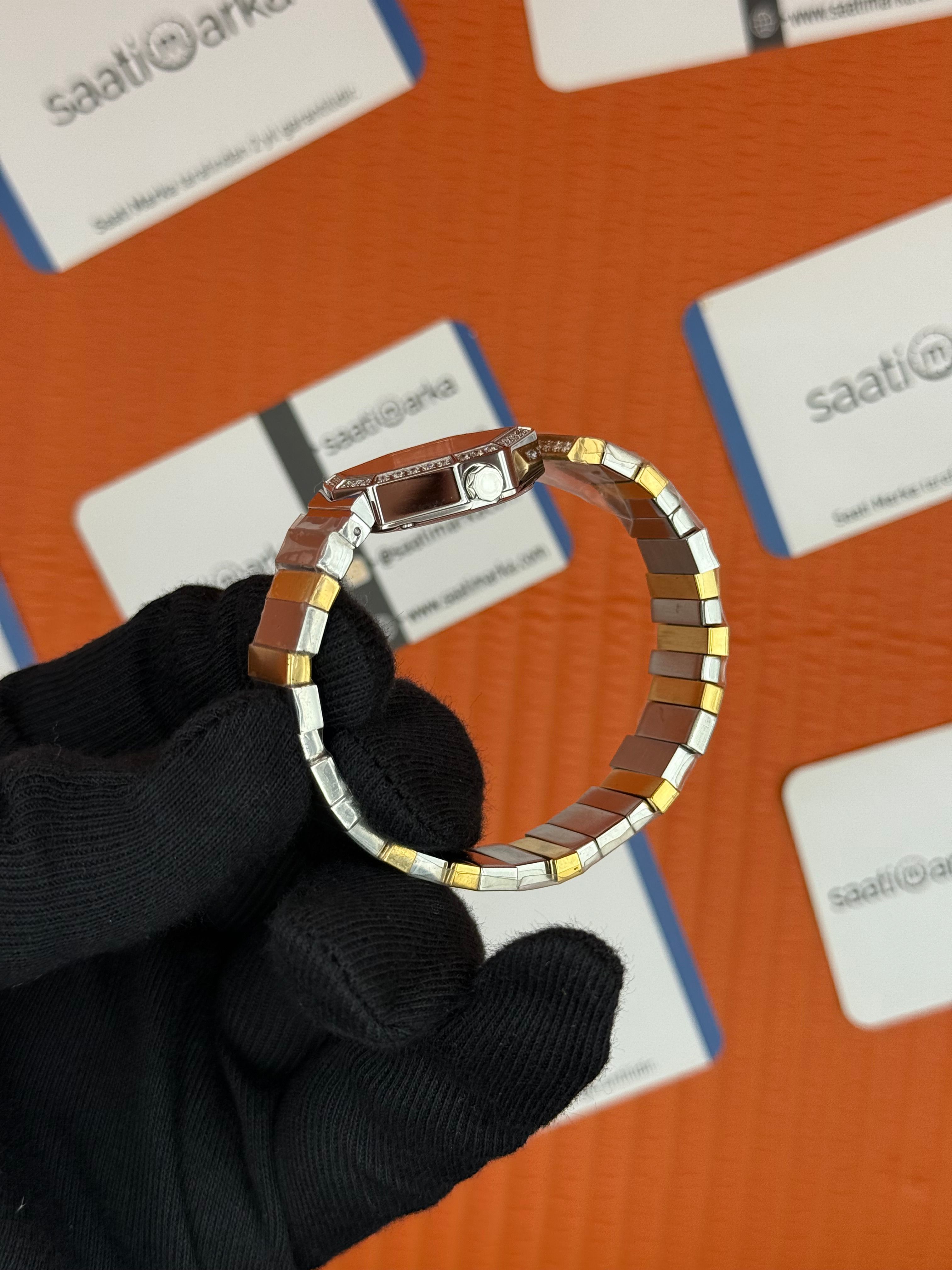 DİOR taşlı bezel mavi kadran gold silver kordon kadın kol saati