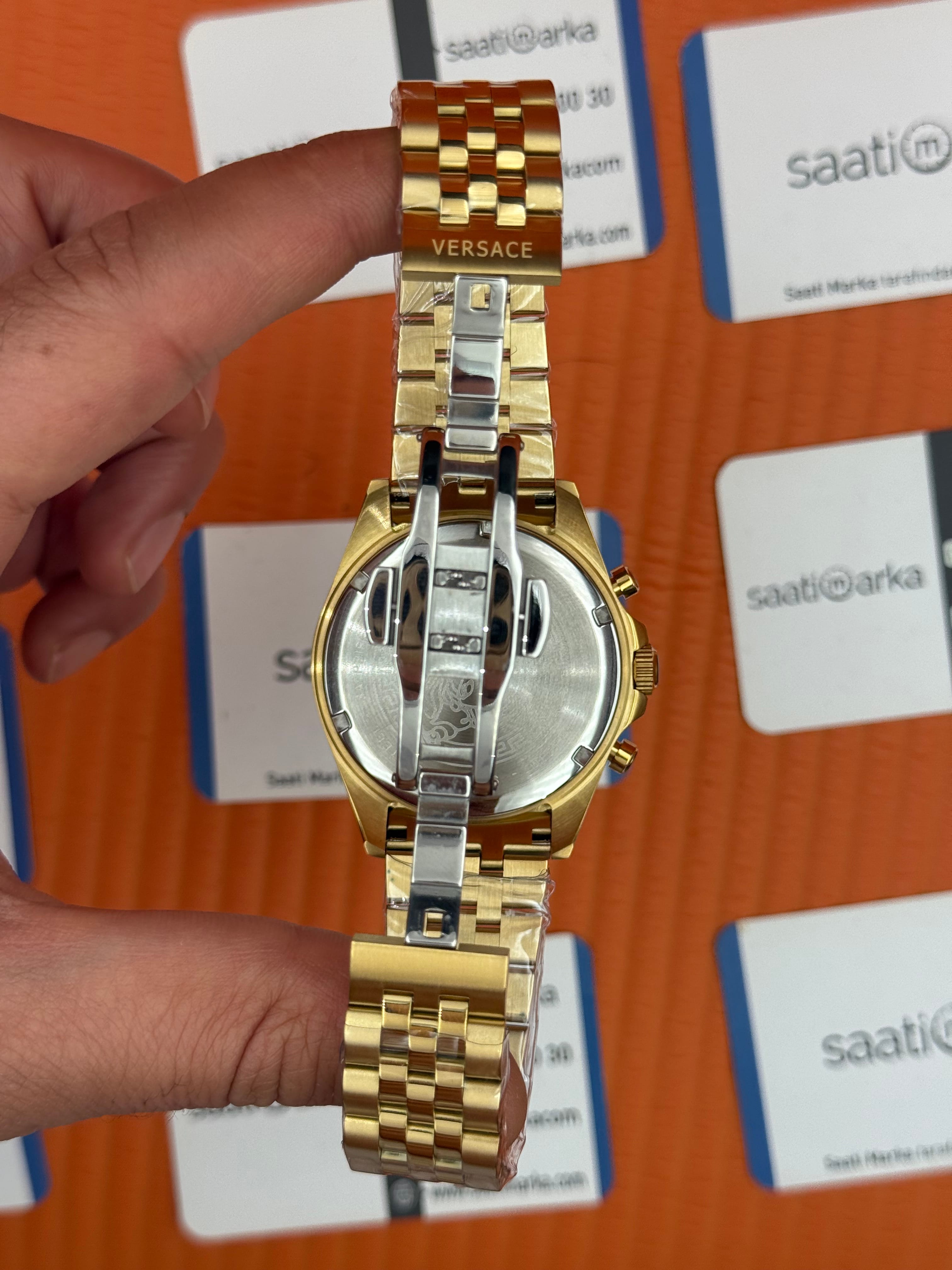 VERSACE lacivert kadran gold kasa kordon jubilee erkek kol saati